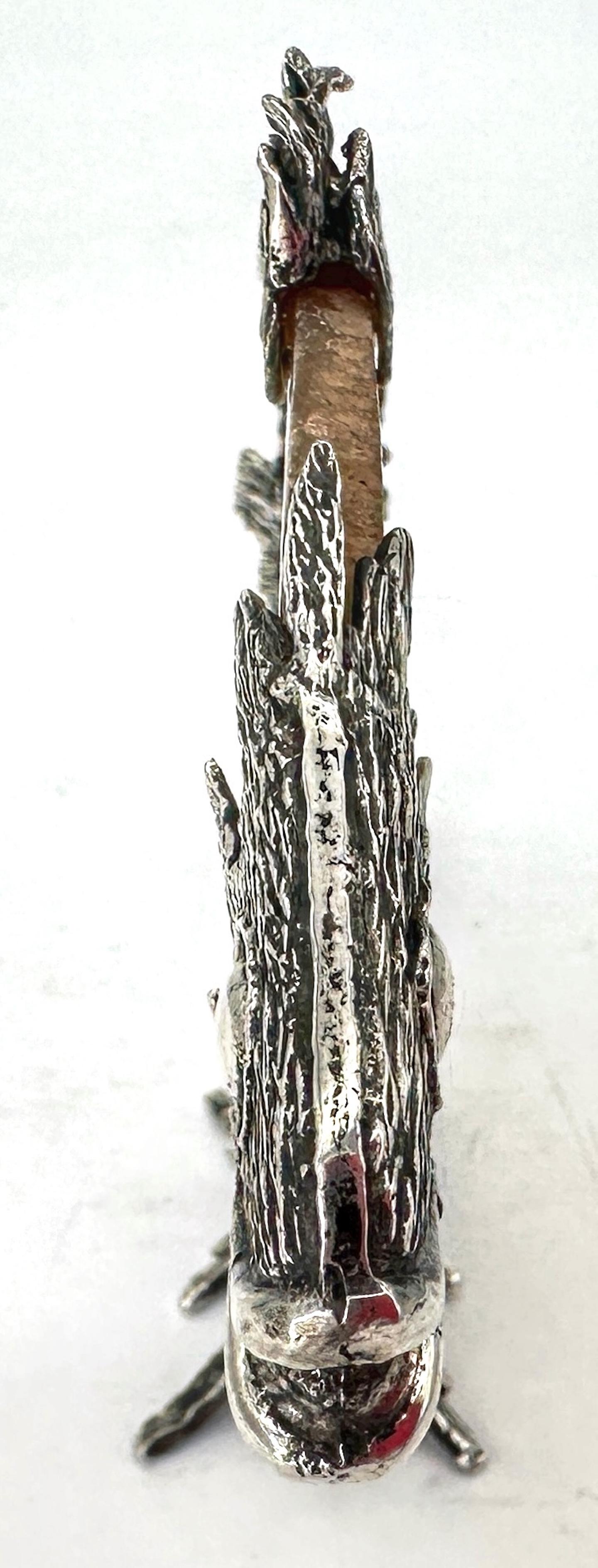 Scultura di pesce in argento sterling e agata lucidata, con marchio, anni '70 in vendita 3