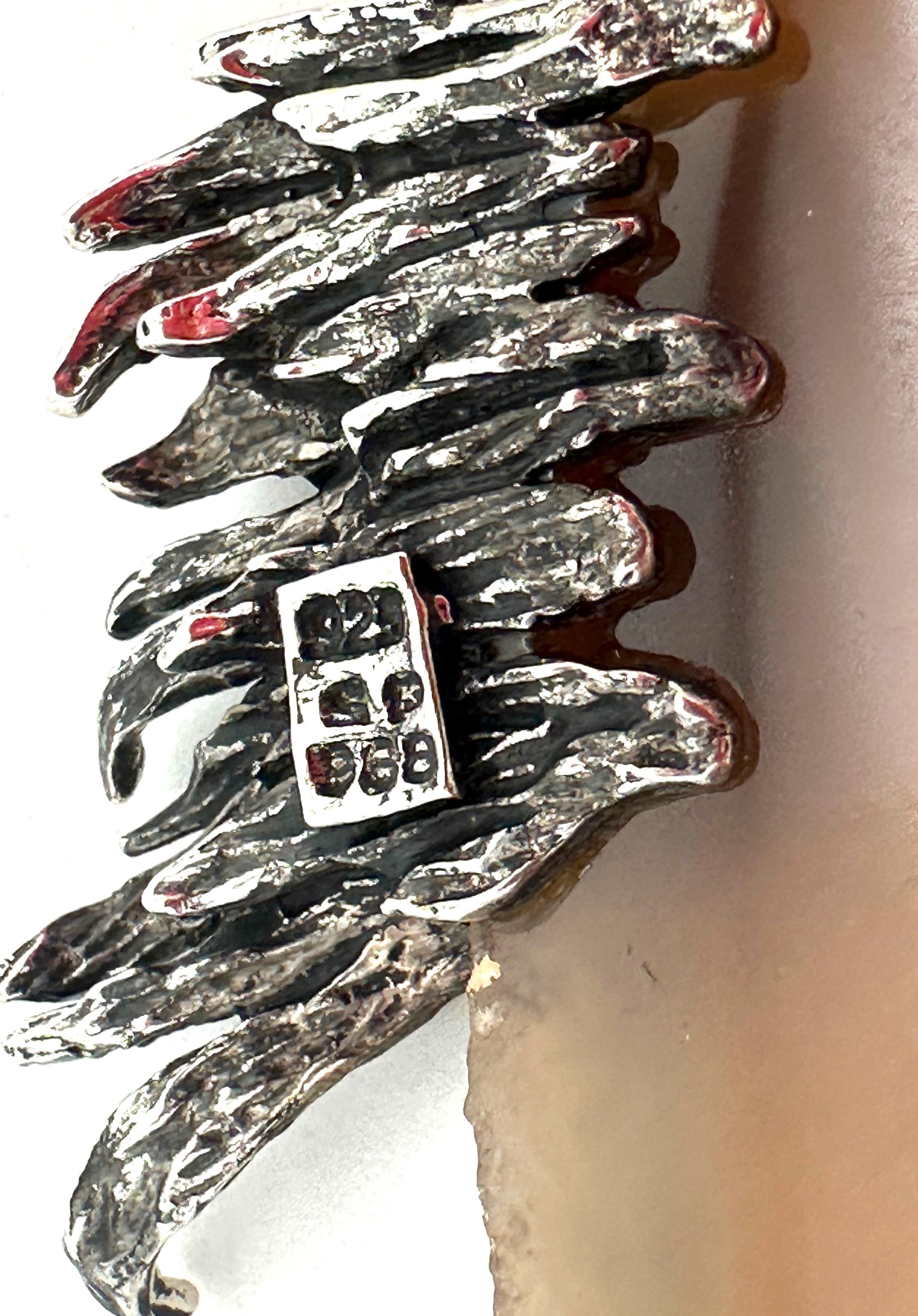 XX secolo Scultura di pesce in argento sterling e agata lucidata, con marchio, anni '70 in vendita