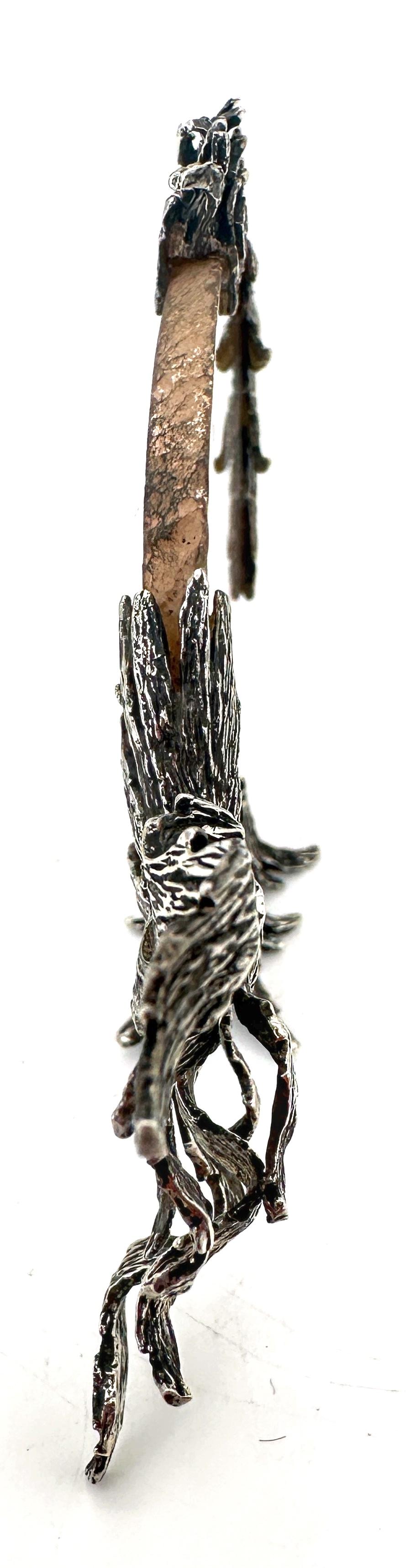 Scultura di pesce in argento sterling e agata lucidata, con marchio, anni '70 in vendita 1