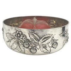 Italian Sterling Silver Centerpiece Bowl with Natural Motifs