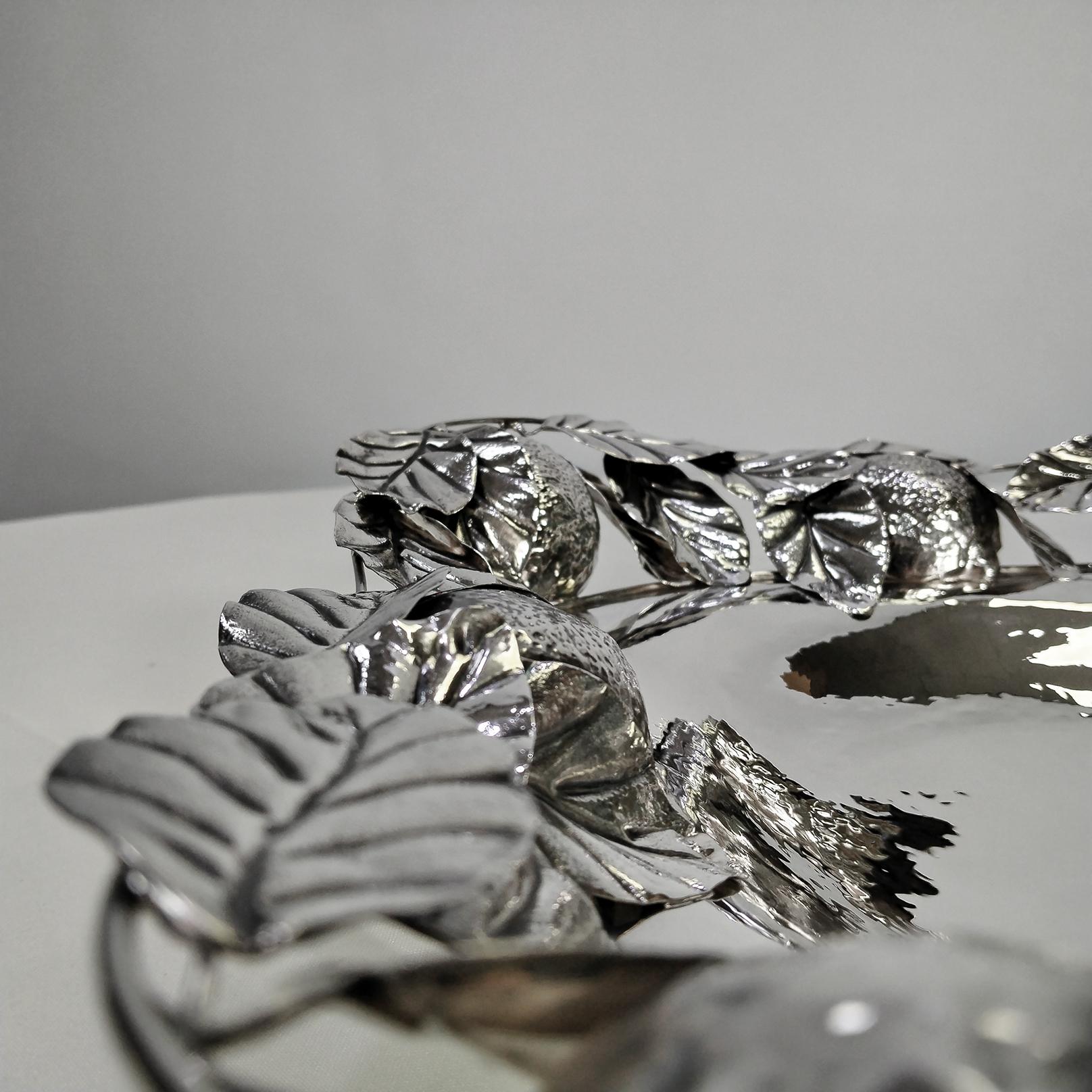 Italian Sterling Silver Centerpiece with lemons For Sale 5