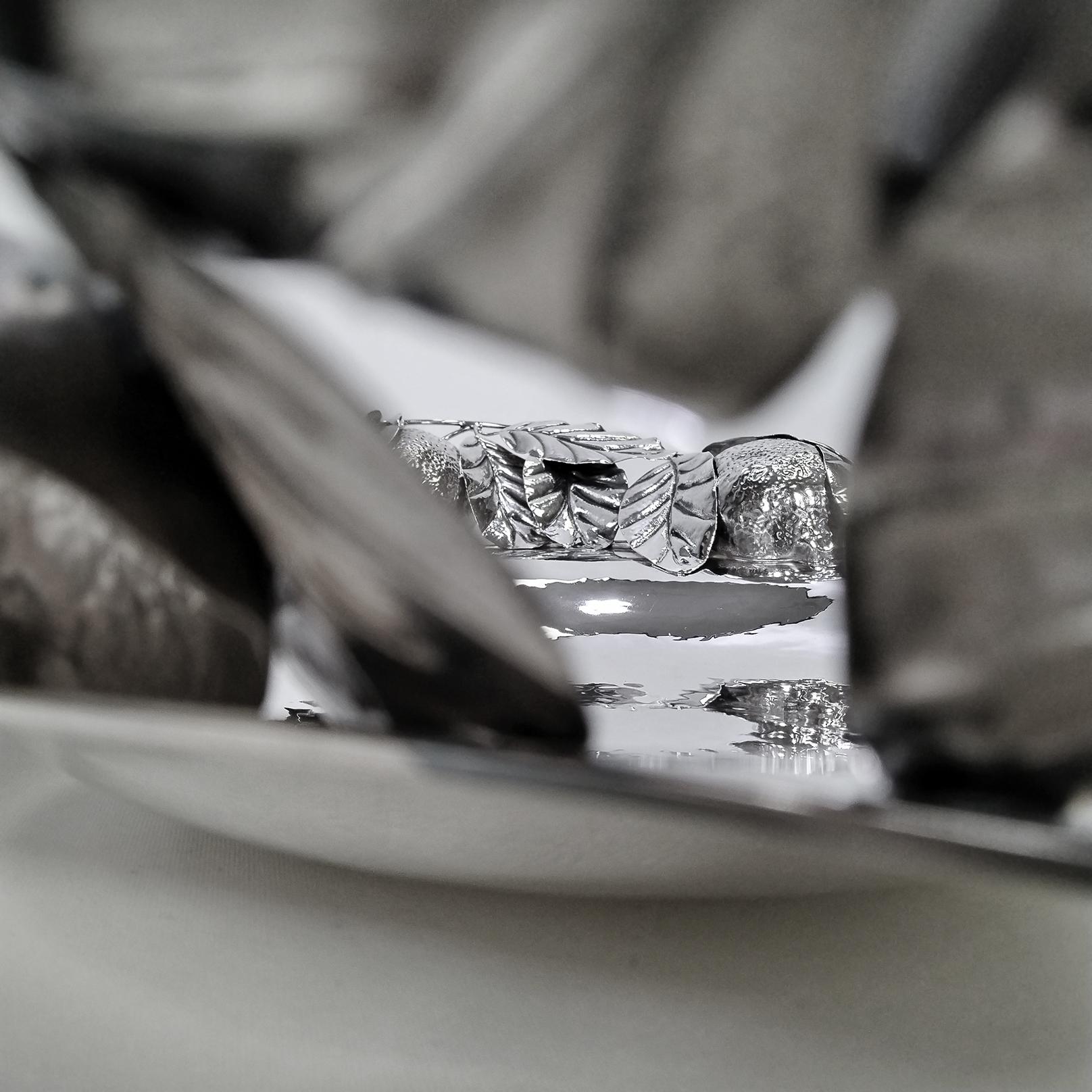 Italian Sterling Silver Centerpiece with lemons For Sale 7