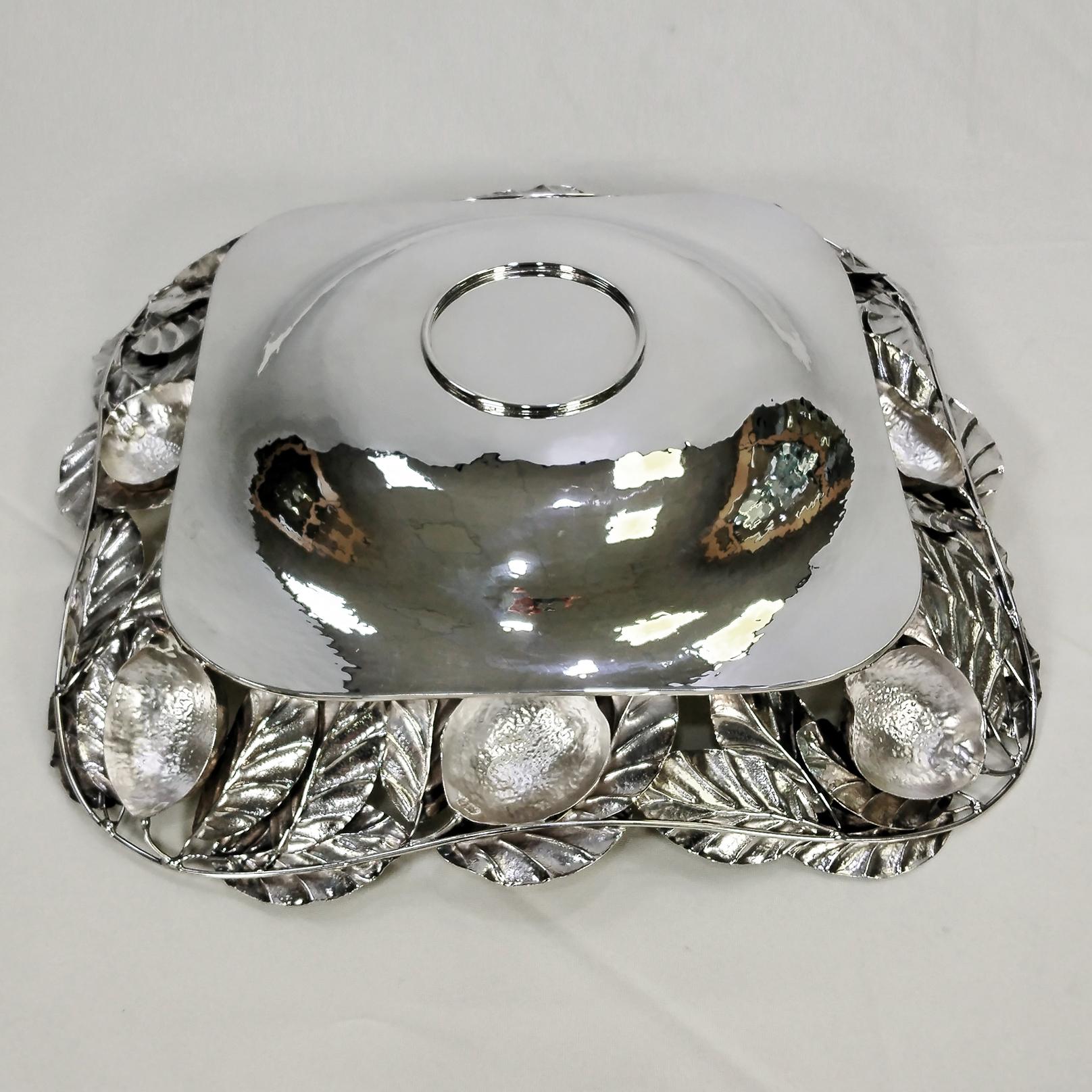 Italian Sterling Silver Centerpiece with lemons For Sale 8