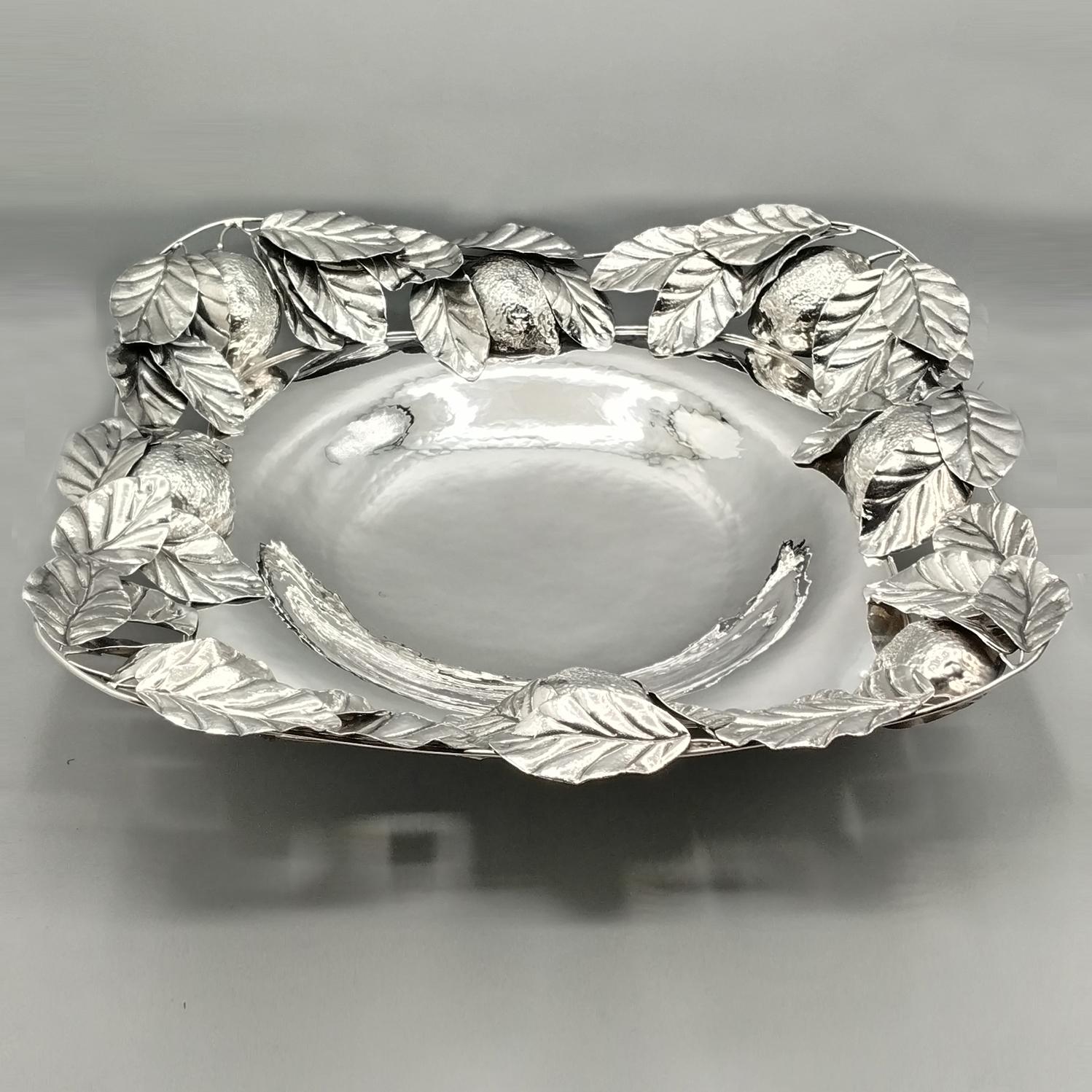 Other Italian Sterling Silver Centerpiece with lemons For Sale