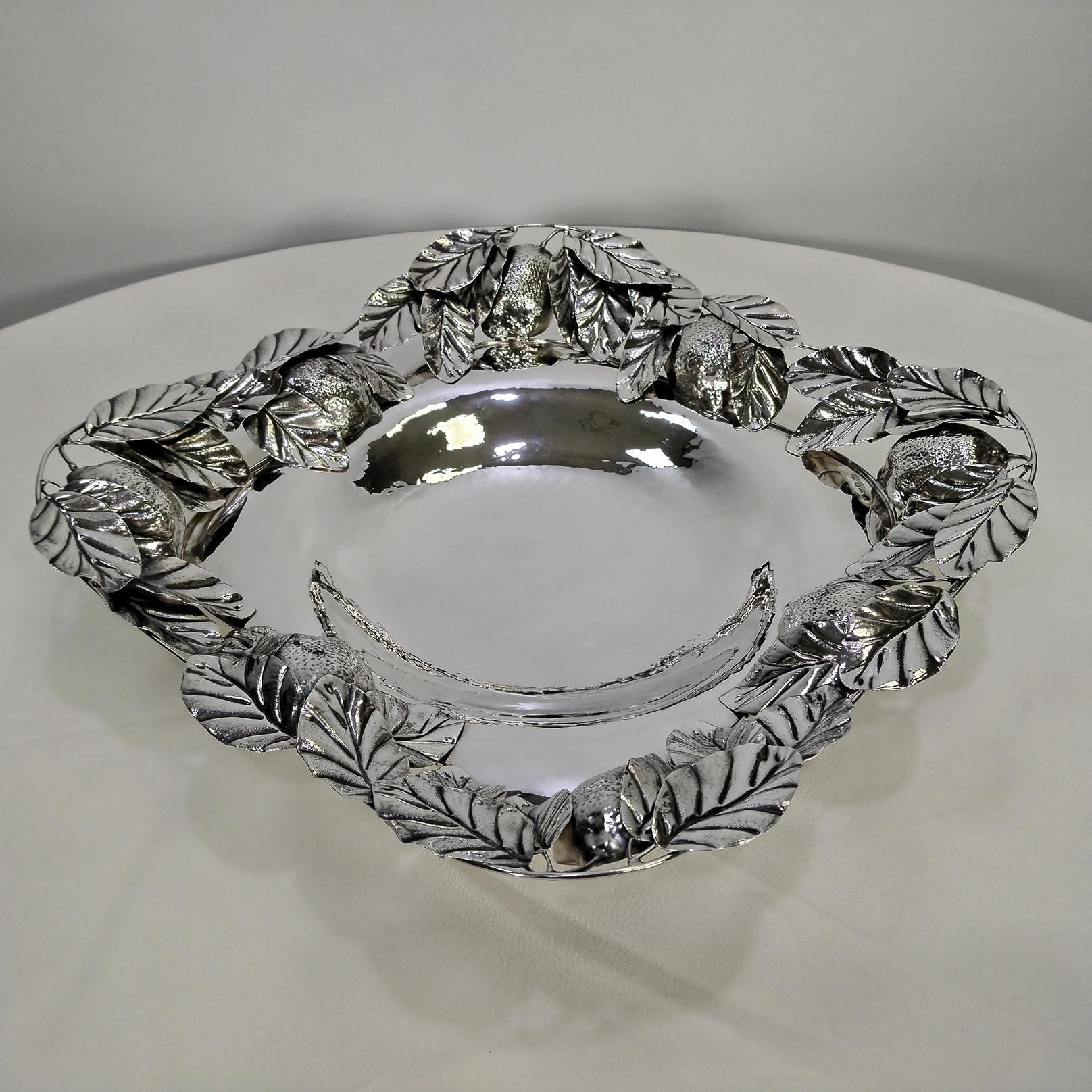 Contemporary Italian Sterling Silver Centerpiece with lemons For Sale