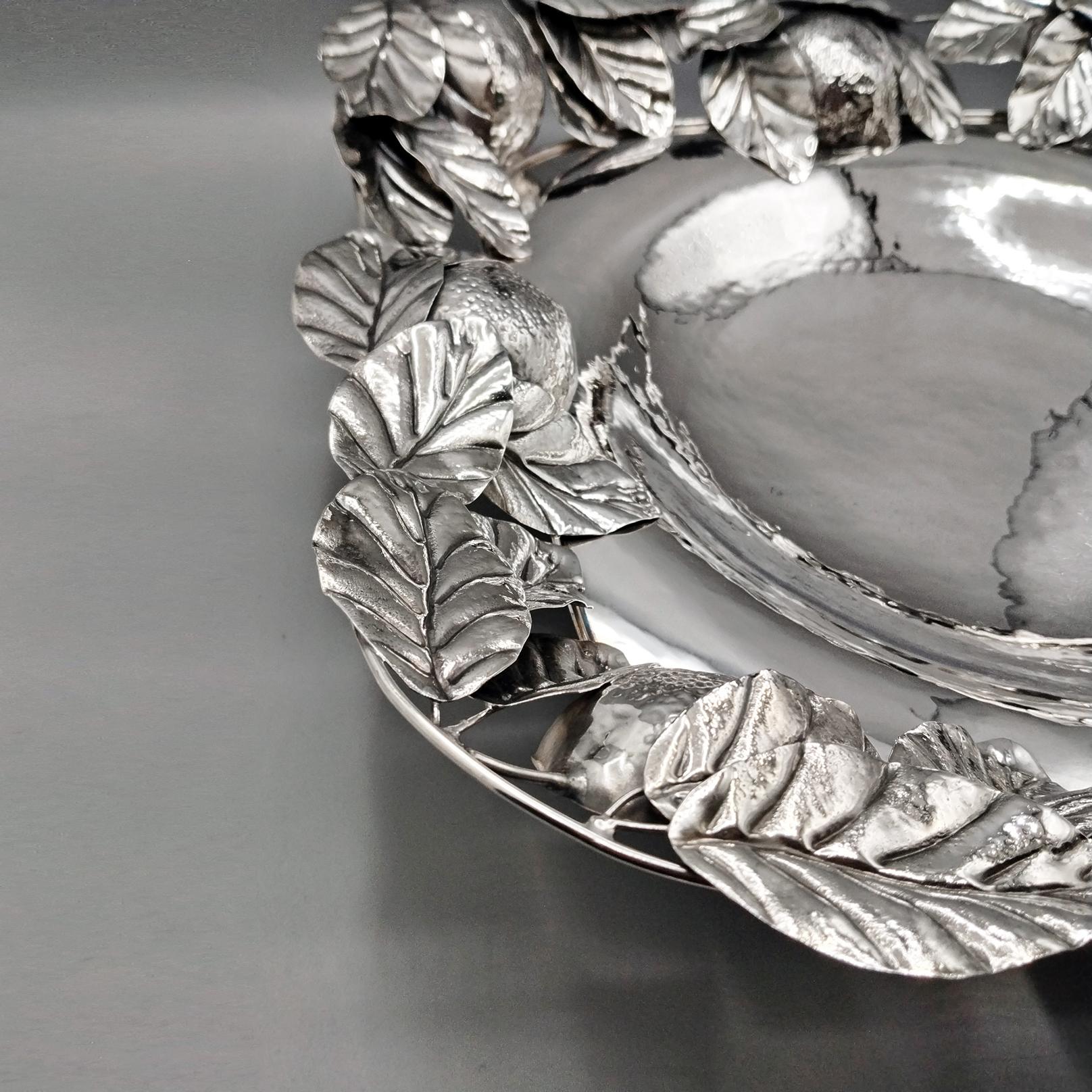 Italian Sterling Silver Centerpiece with lemons For Sale 1