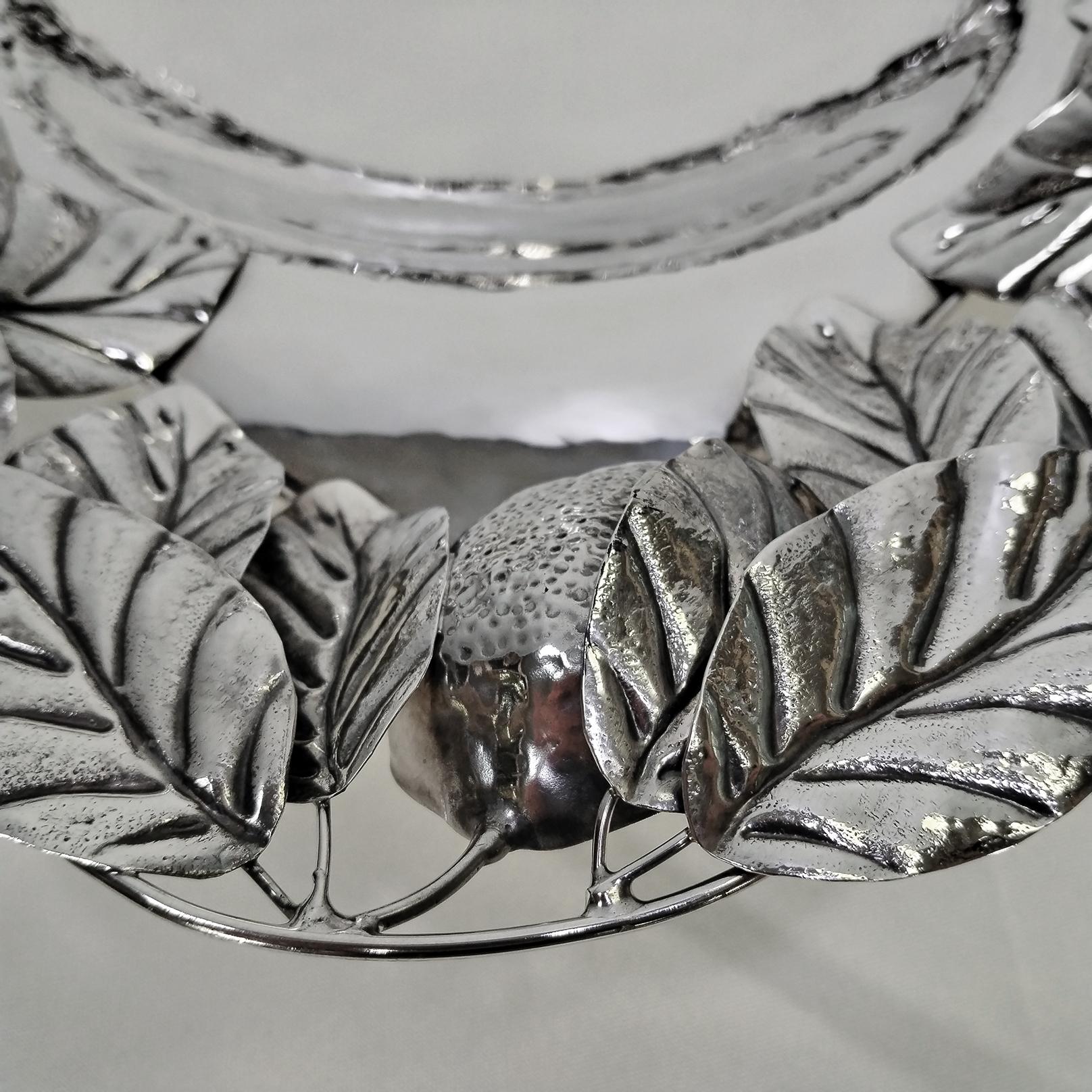 Italian Sterling Silver Centerpiece with lemons For Sale 2