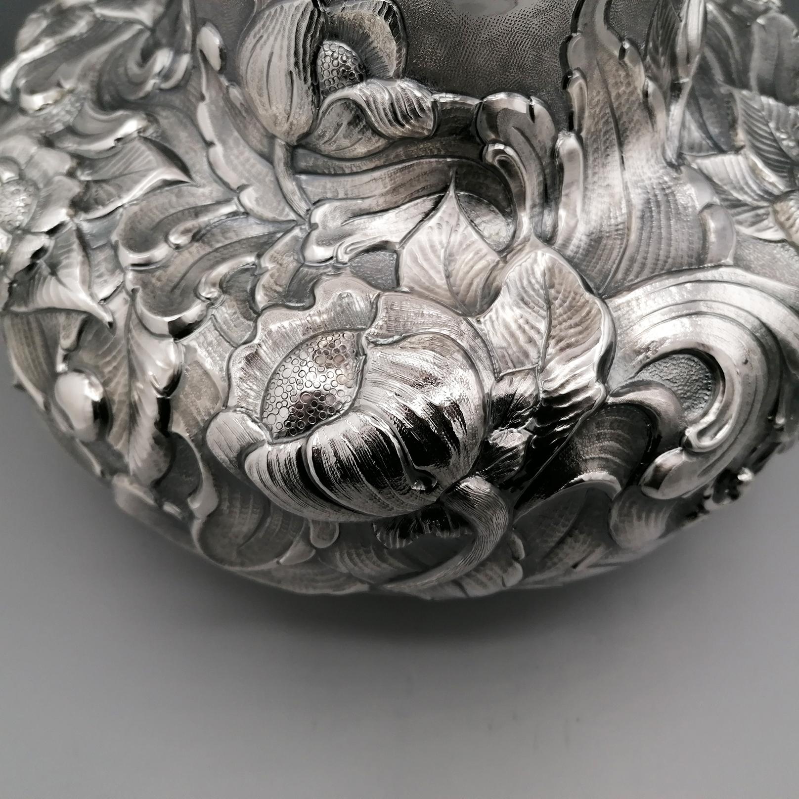 Italian Sterling Silver Embossed Vase For Sale 4