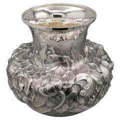 Italian Sterling Silver Embossed Vase