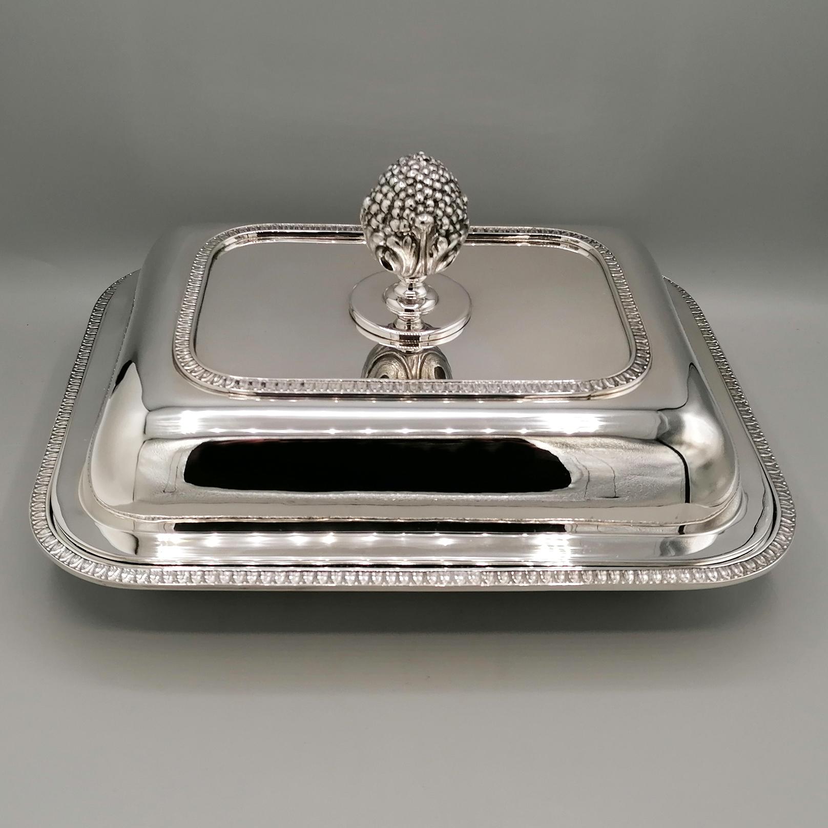Forged Italian Sterling Silver Entrre Dish Empire Style For Sale