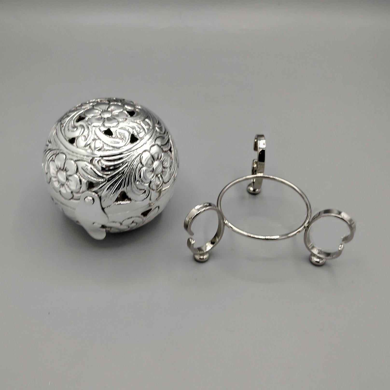 Portaesencias redondo de plata de ley italiana en venta 3