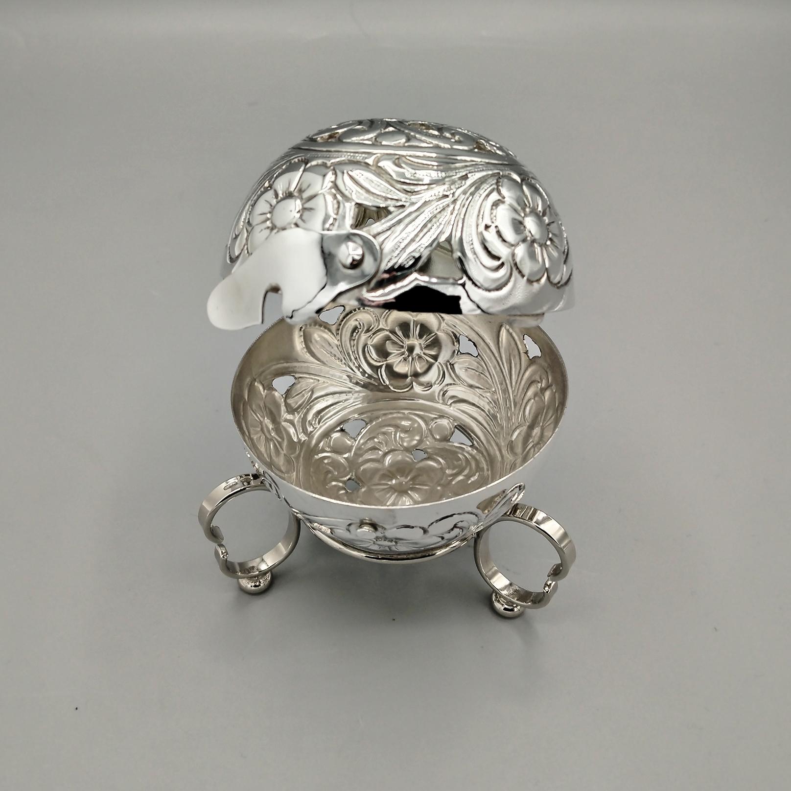 Portaesencias redondo de plata de ley italiana en venta 4