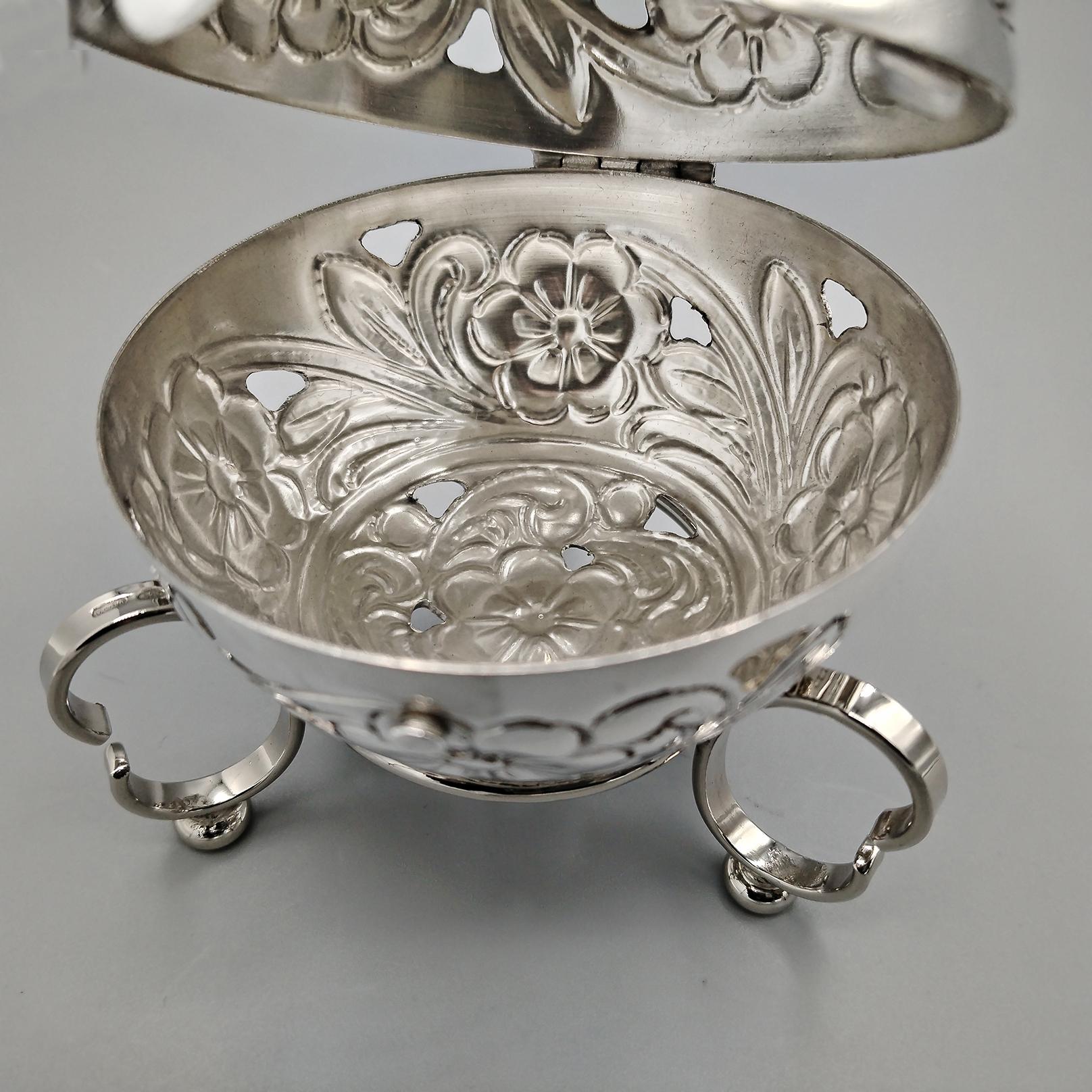 Portaesencias redondo de plata de ley italiana en venta 5