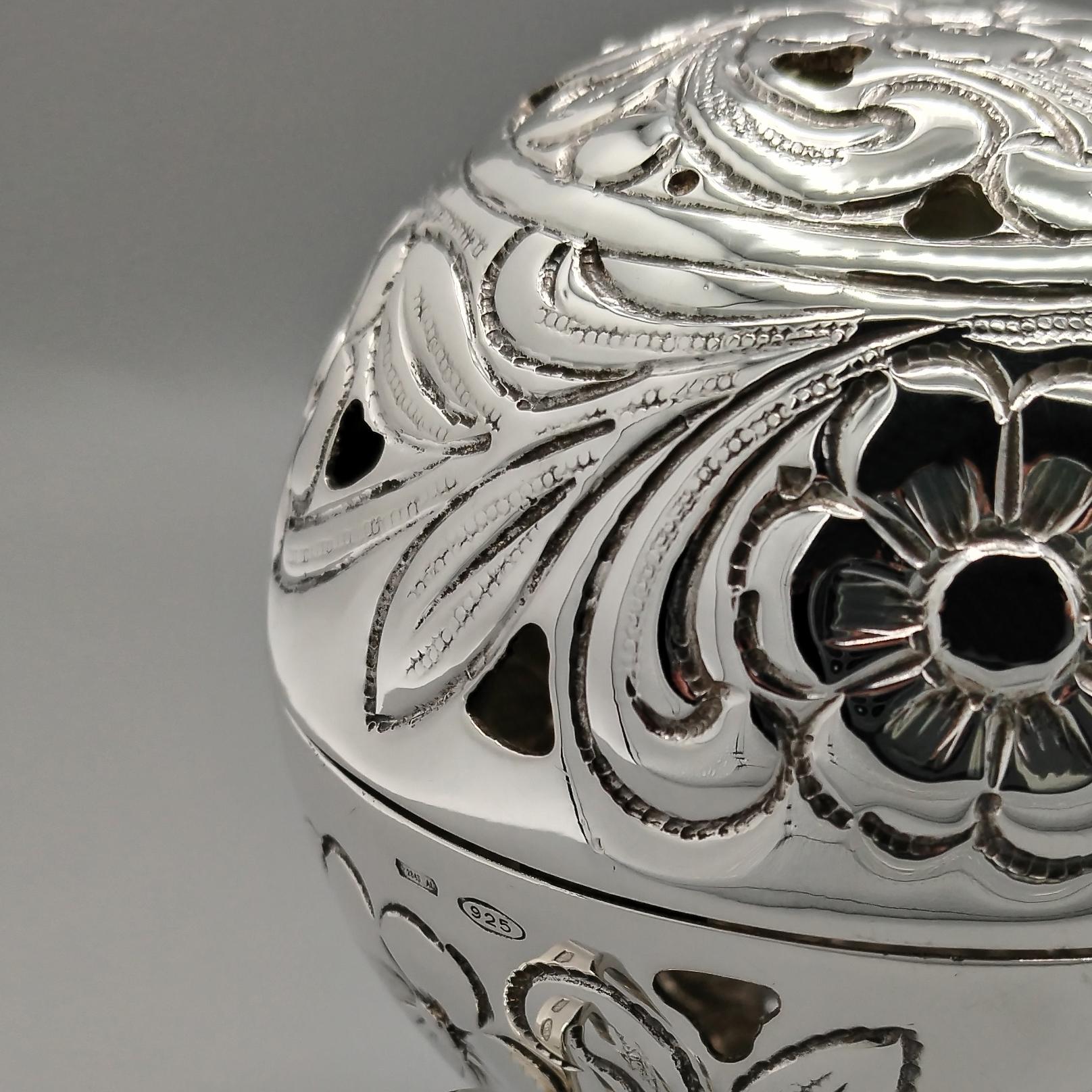 Portaesencias redondo de plata de ley italiana en venta 8