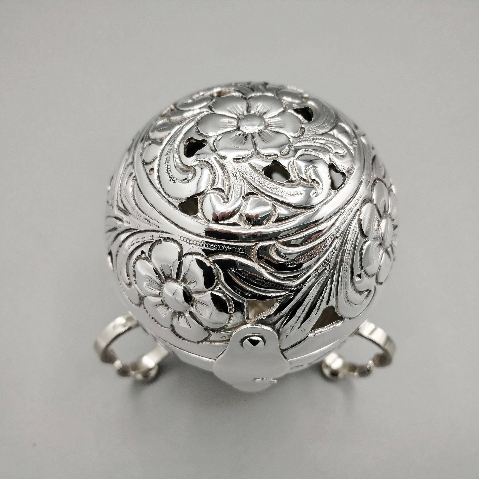 Portaesencias redondo de plata de ley italiana Plata esterlina en venta
