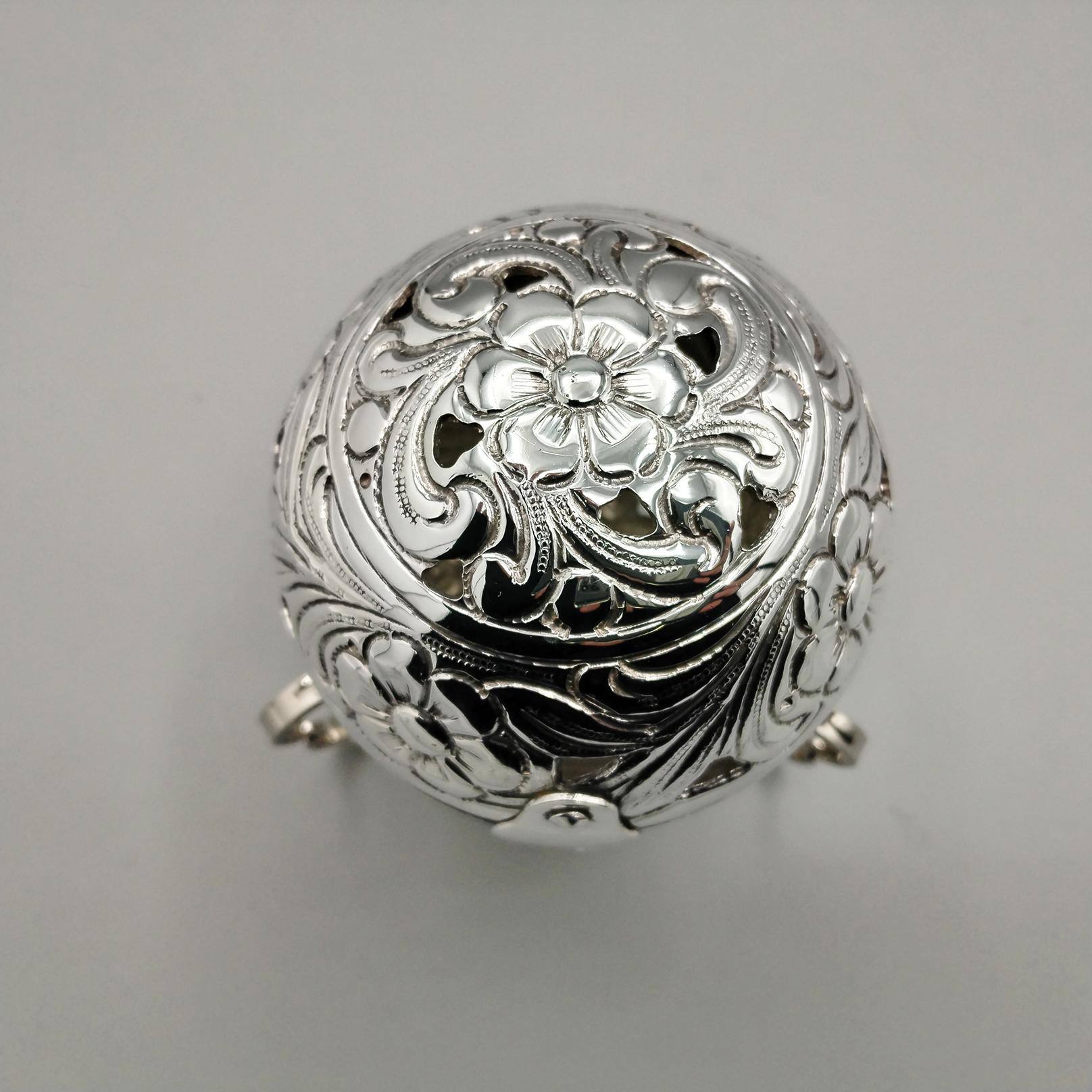 Portaesencias redondo de plata de ley italiana en venta 1