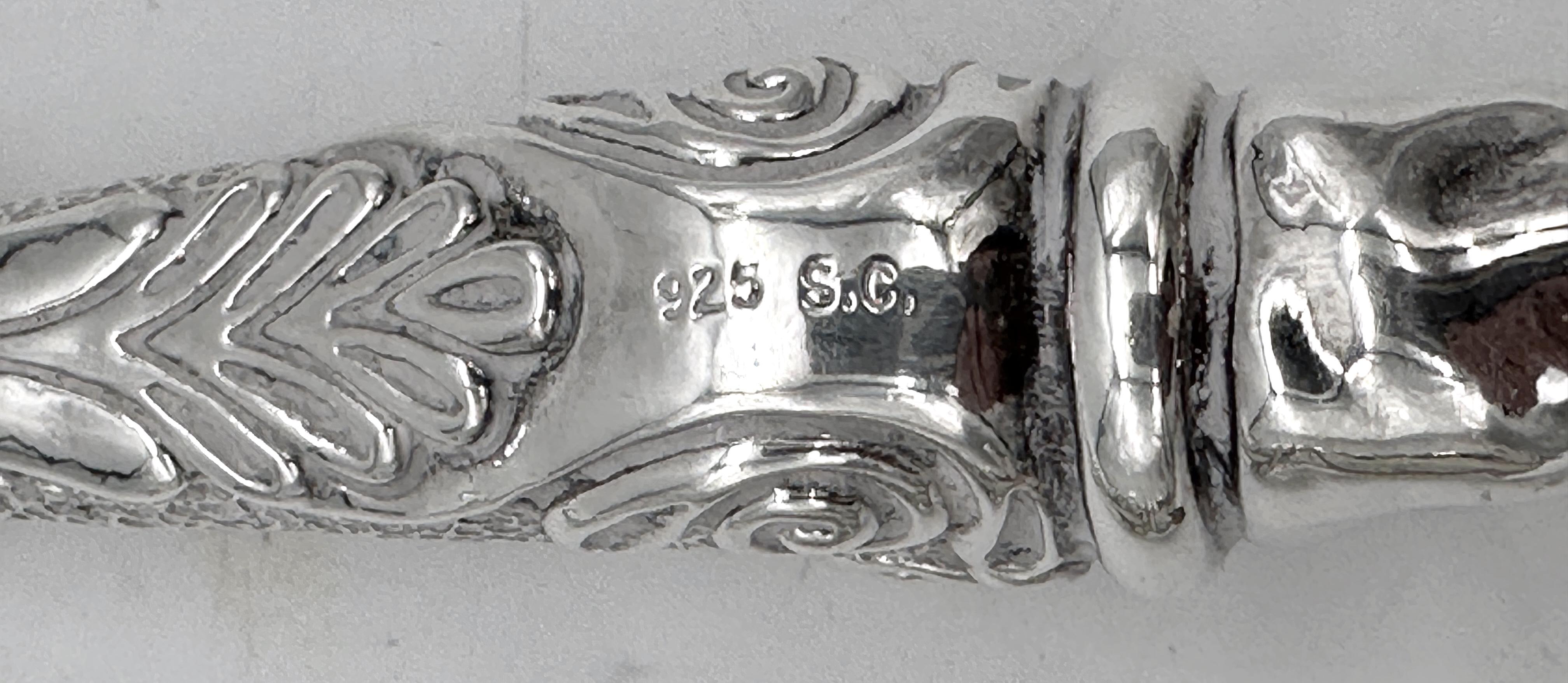 Juego de Ensalada, Tenedor y Cuchara de Plata de Ley Italiana con Cabeza de Caballo Figurada y Chapa de Plata en venta 2