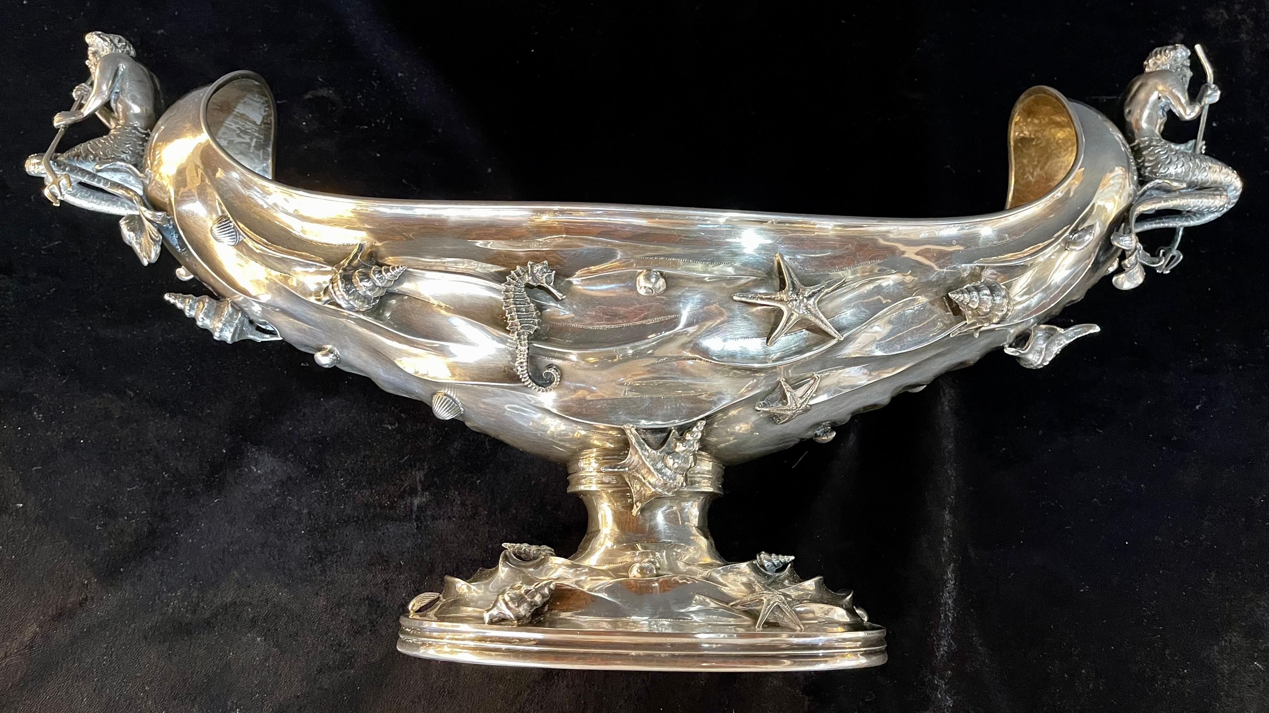 Italian Sterling Silver Figurial Centerpiece 88 Troy Ozs, Style of Buccellati In Good Condition In Stamford, CT