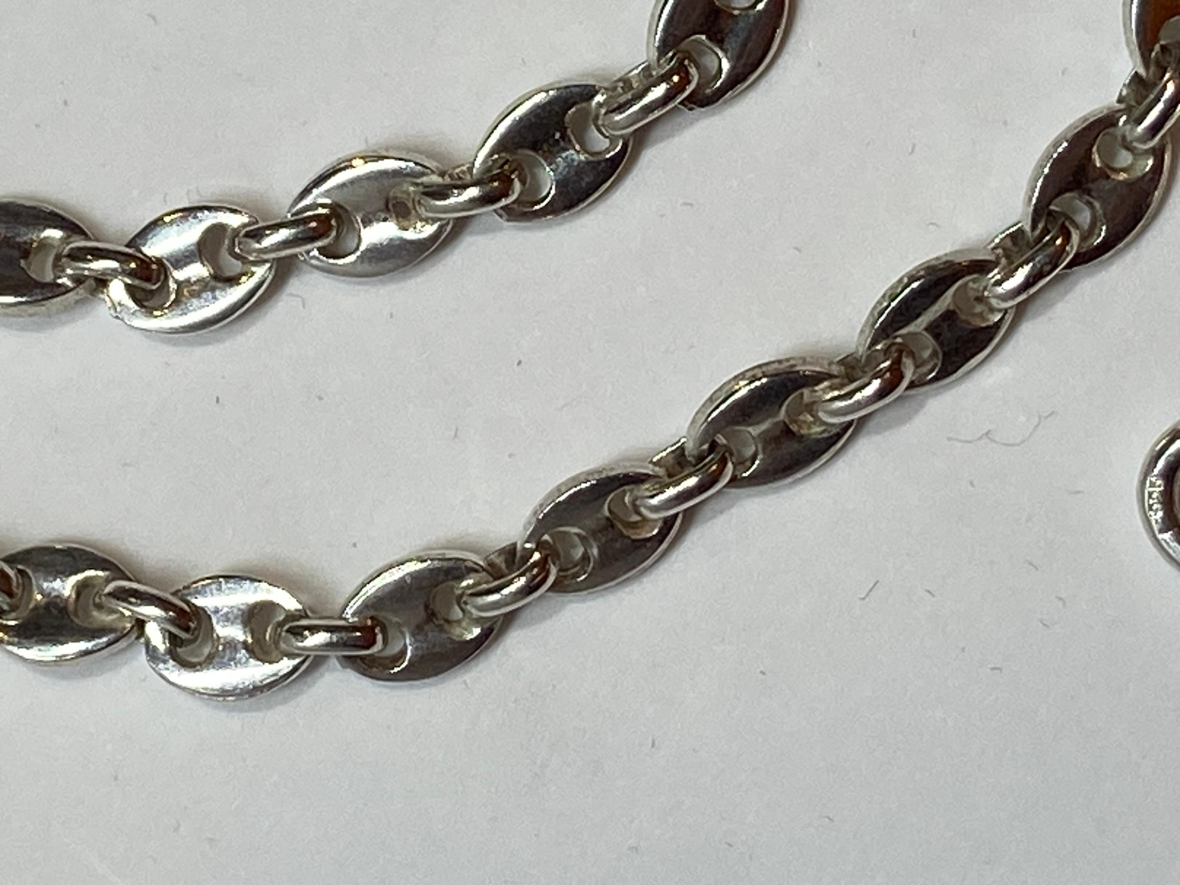 Artisan Italian Sterling Silver Gucci-Style Heavy Chain-Link Necklace For Sale