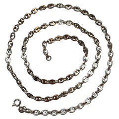 Retro Italian Sterling Silver Gucci-Style Heavy Chain-Link Necklace