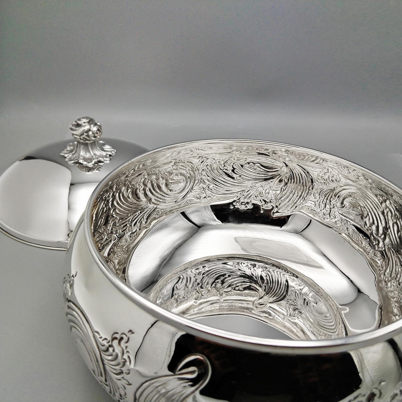 Caja decorativa de plata de ley italiana hecha a mano en venta 2