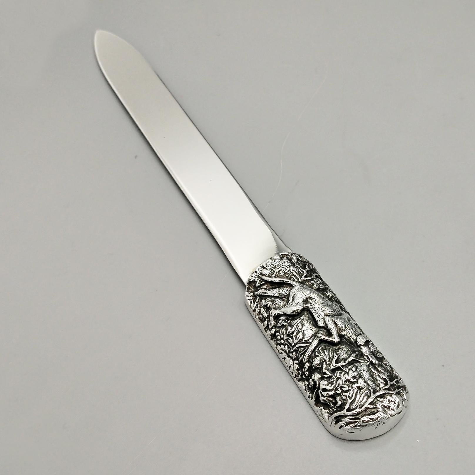 Italienische Sterling Silber Brieföffner 'Zeiger Hund' Griff (Geschmiedet) im Angebot
