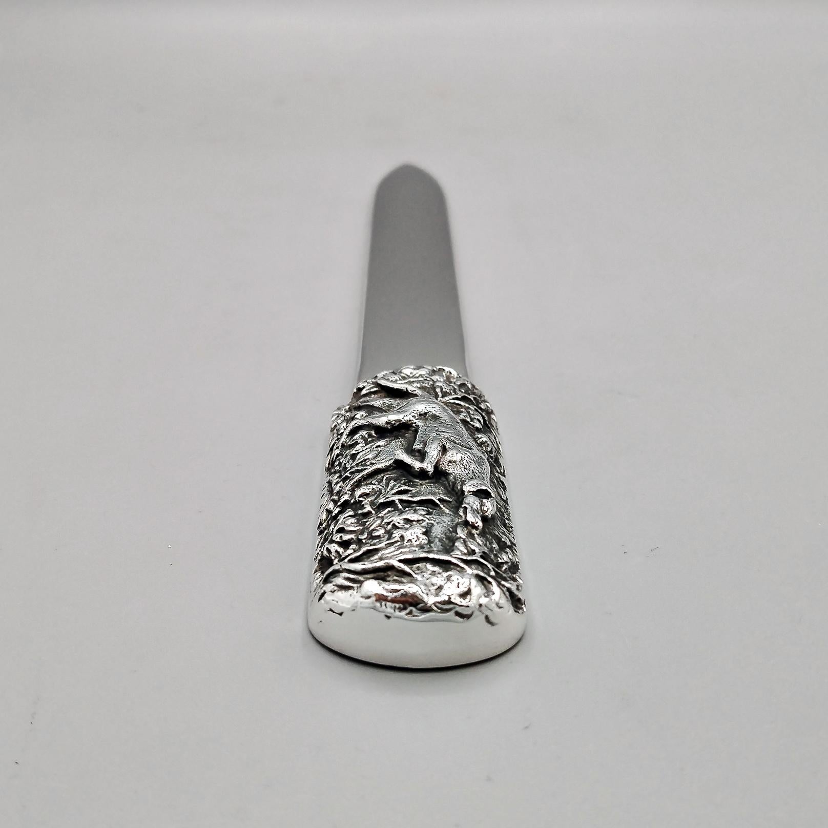 Italienische Sterling Silber Brieföffner 'Zeiger Hund' Griff (Sterlingsilber) im Angebot