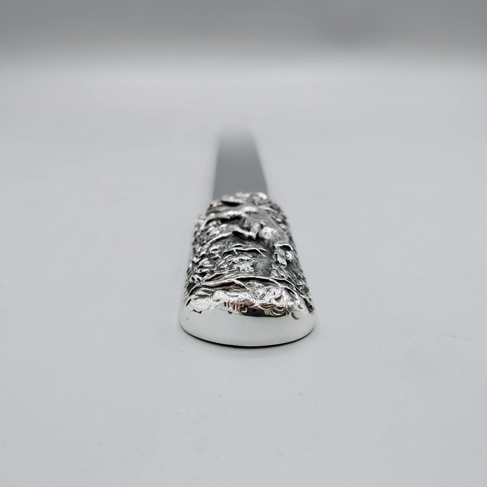 Italienische Sterling Silber Brieföffner 'Zeiger Hund' Griff im Angebot 1