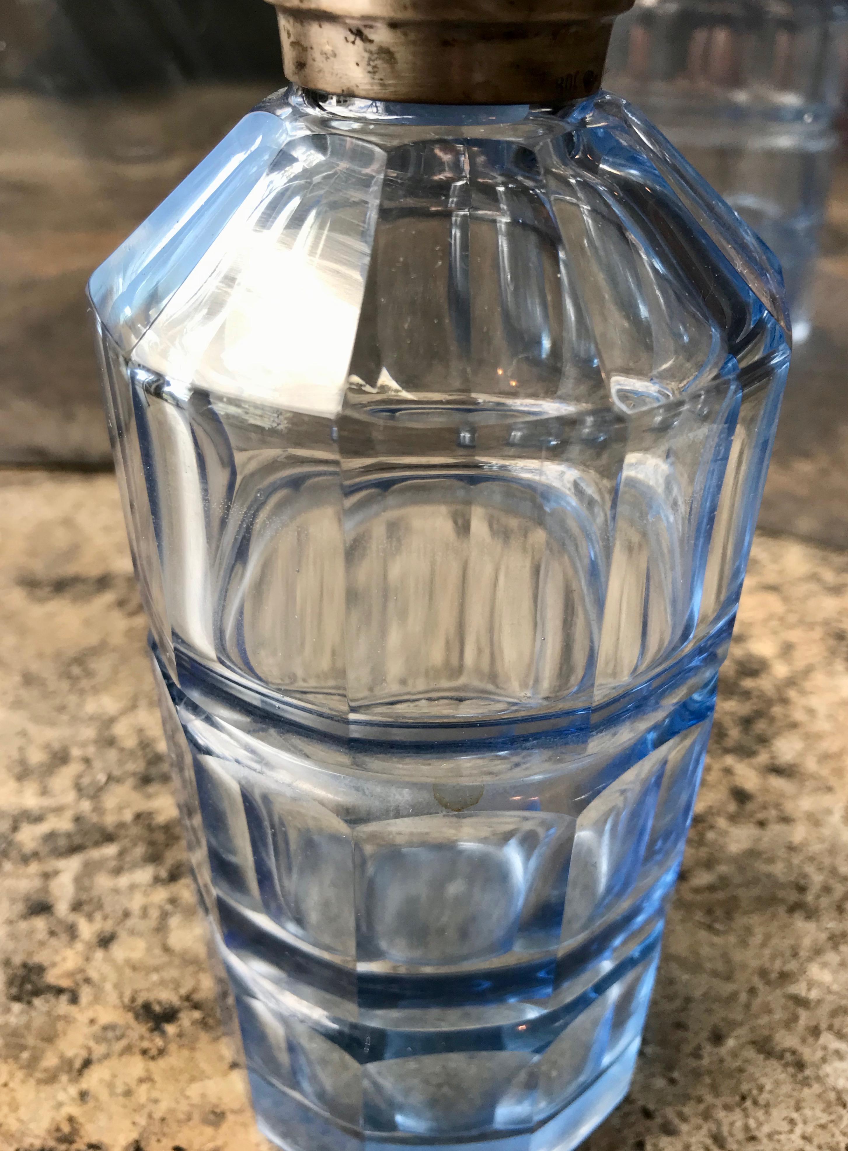 Italian Sterling Silver Light Blue Bottle, Art Deco, 1940s 3