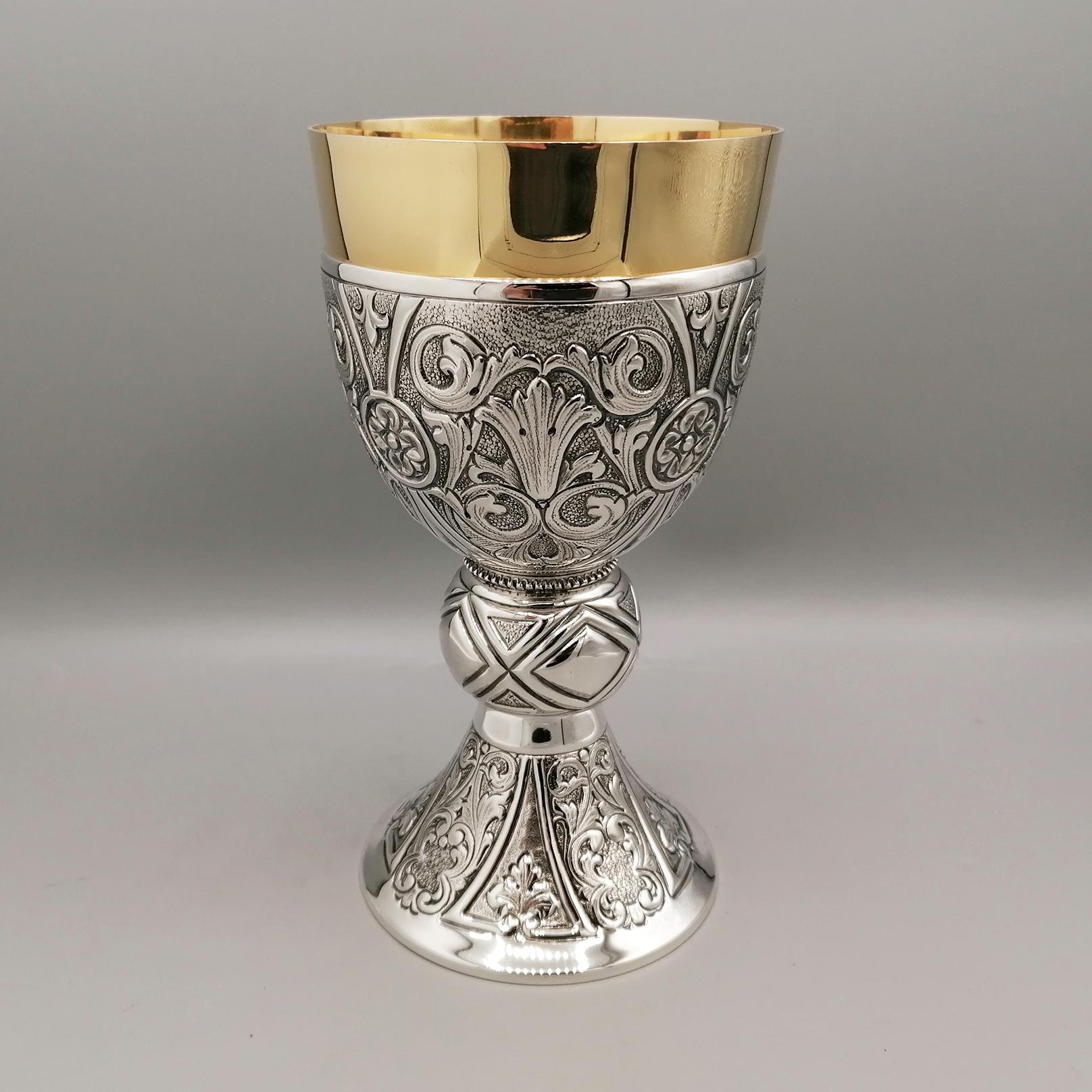 Baroque Italian Sterling Silver liturgical chalice For Sale