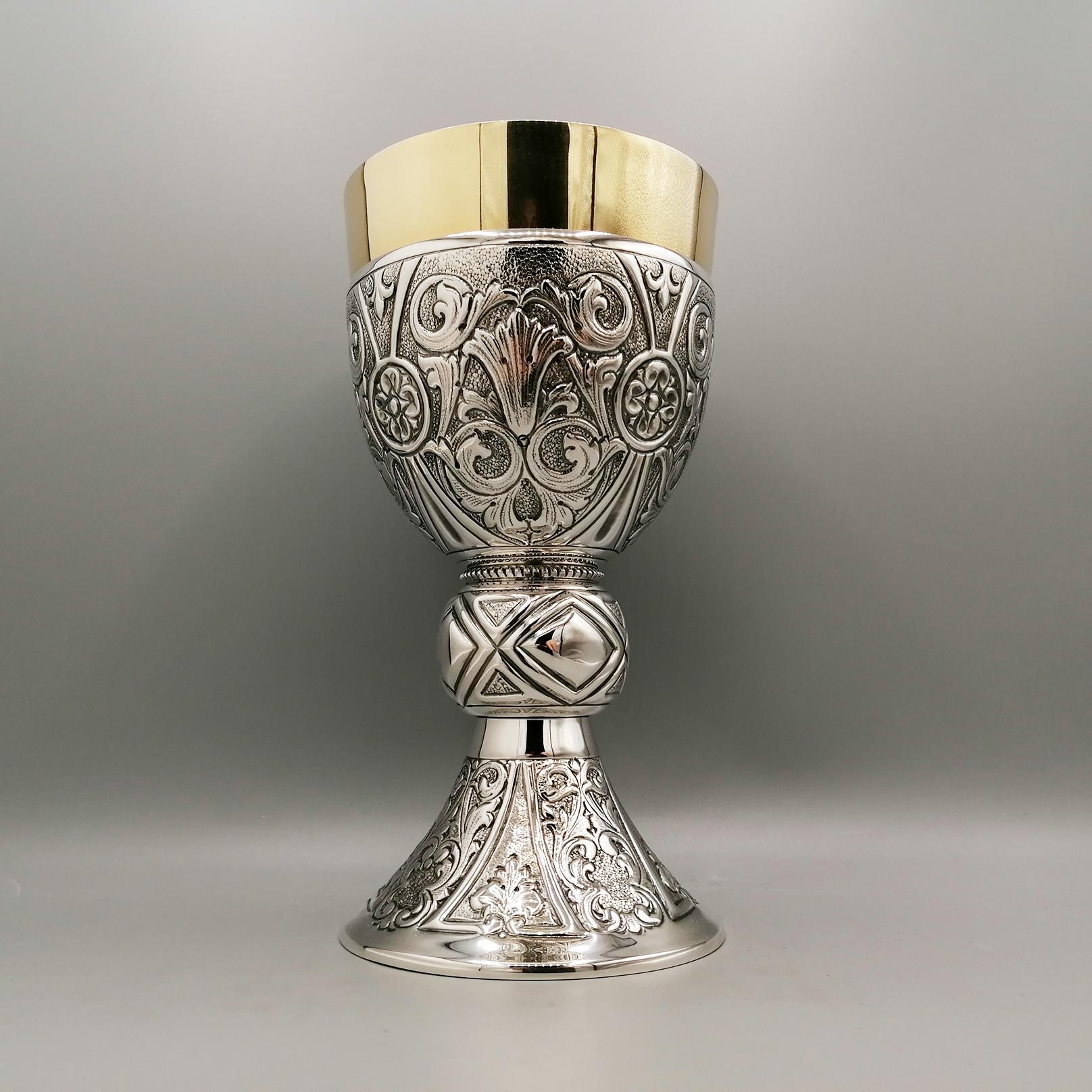 Gilt Italian Sterling Silver liturgical chalice For Sale