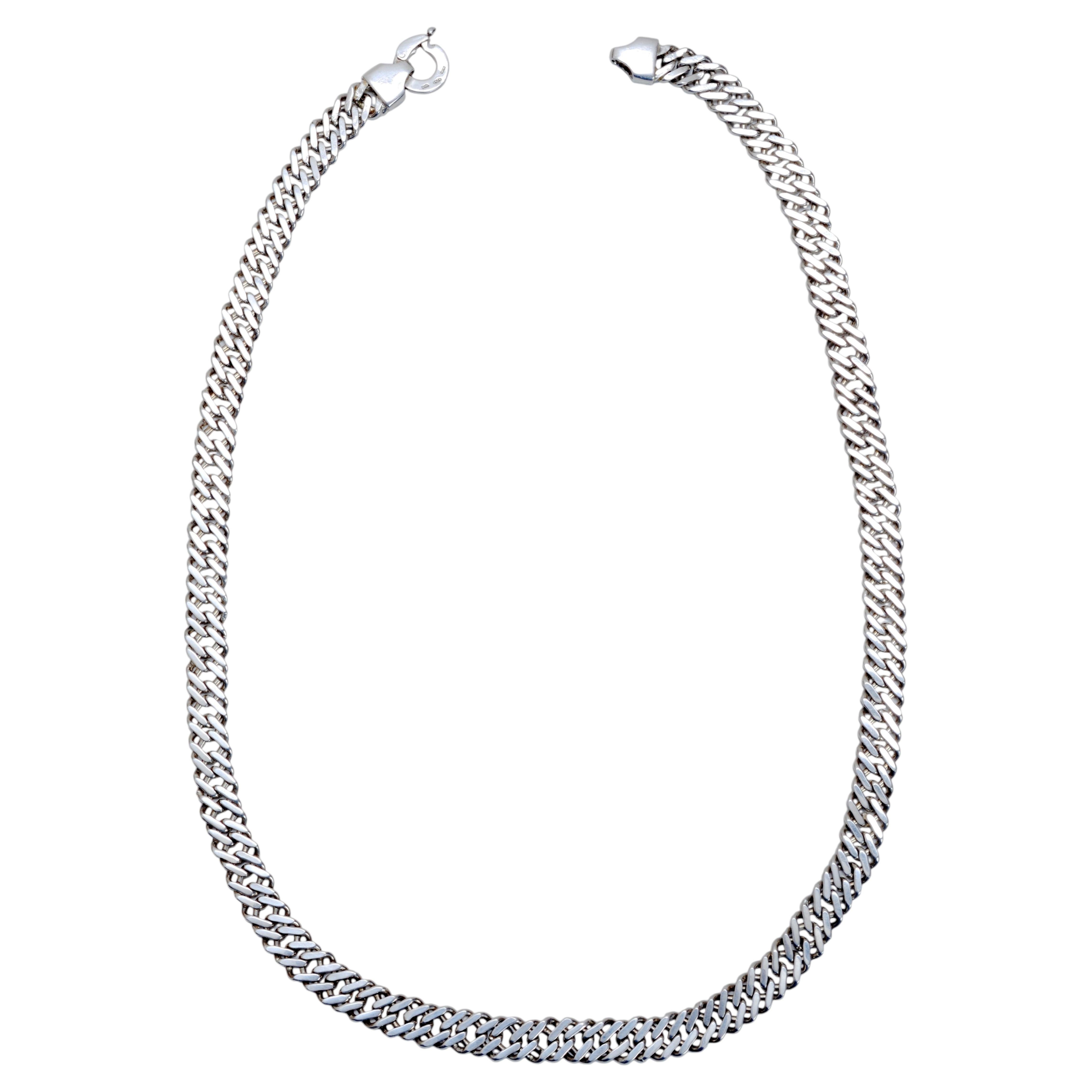 Collana lunga a spina di pesce o Chevron in argento sterling italiano in vendita