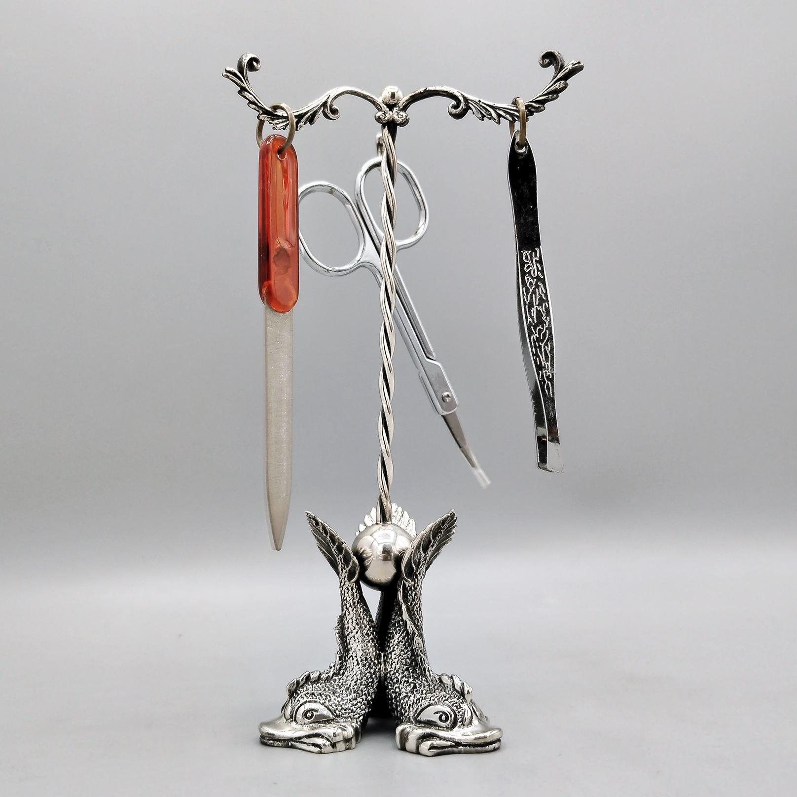 Italienischer Sterling Silber Maniküre Zubehör Ständer (Sonstiges) im Angebot
