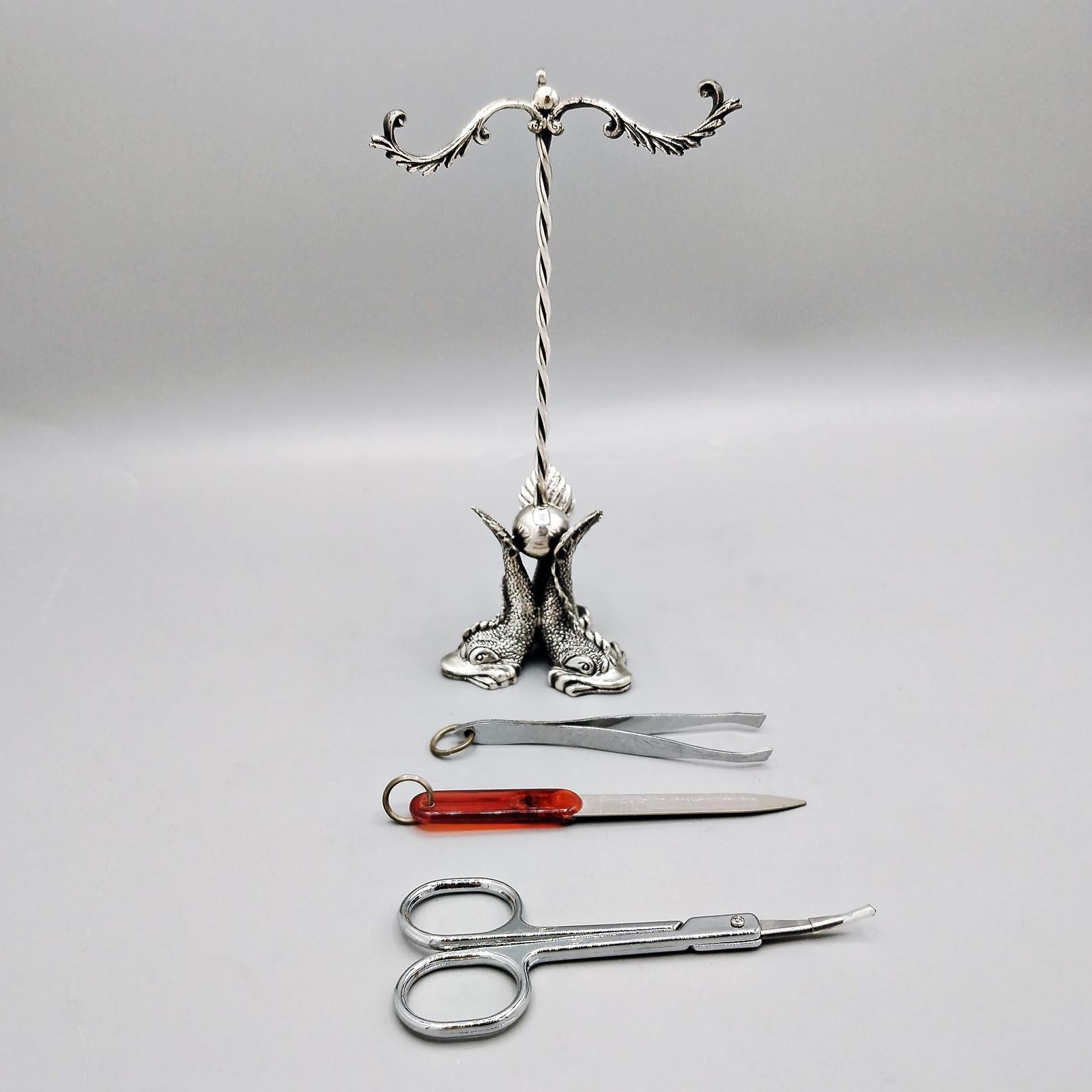 Italienischer Sterling Silber Maniküre Zubehör Ständer im Zustand „Hervorragend“ im Angebot in VALENZA, IT