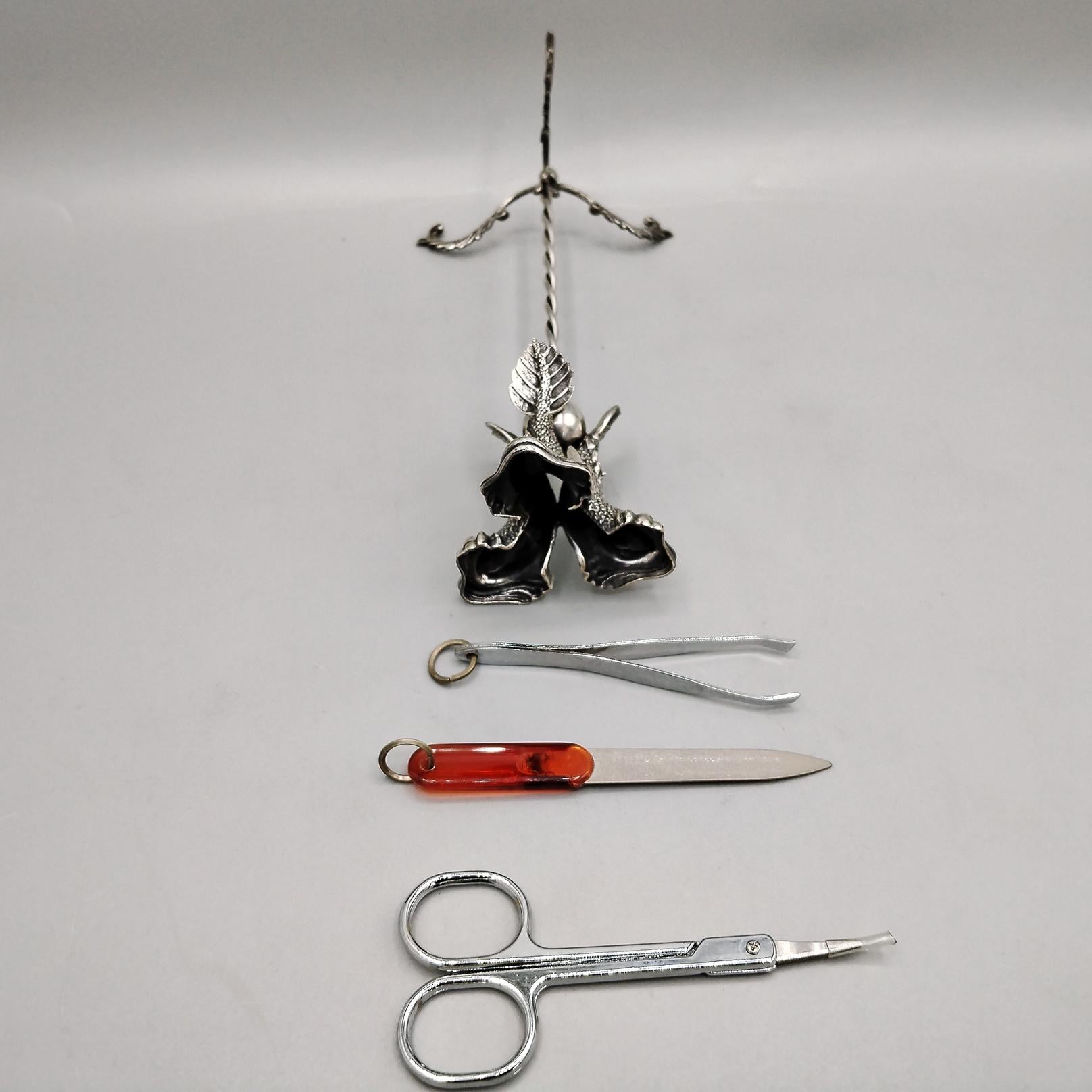 Italienischer Sterling Silber Maniküre Zubehör Ständer (Britanniasilber) im Angebot