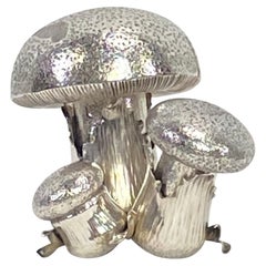 Used Italian Sterling Silver Mushroom Salt & Pepper Shaker Signed by Buccellati