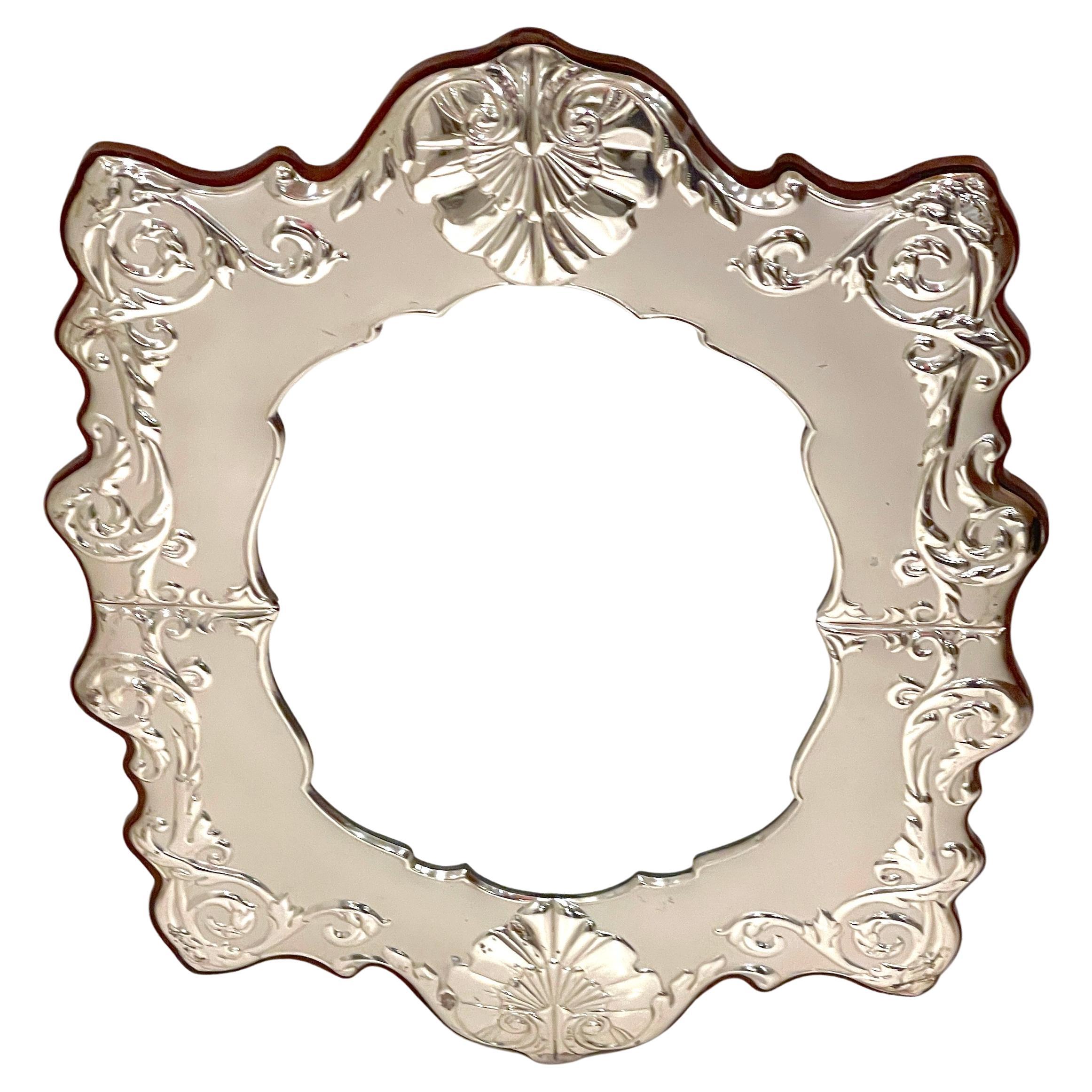Italian Sterling Silver Neoclassical Style Wall Mirror For Sale