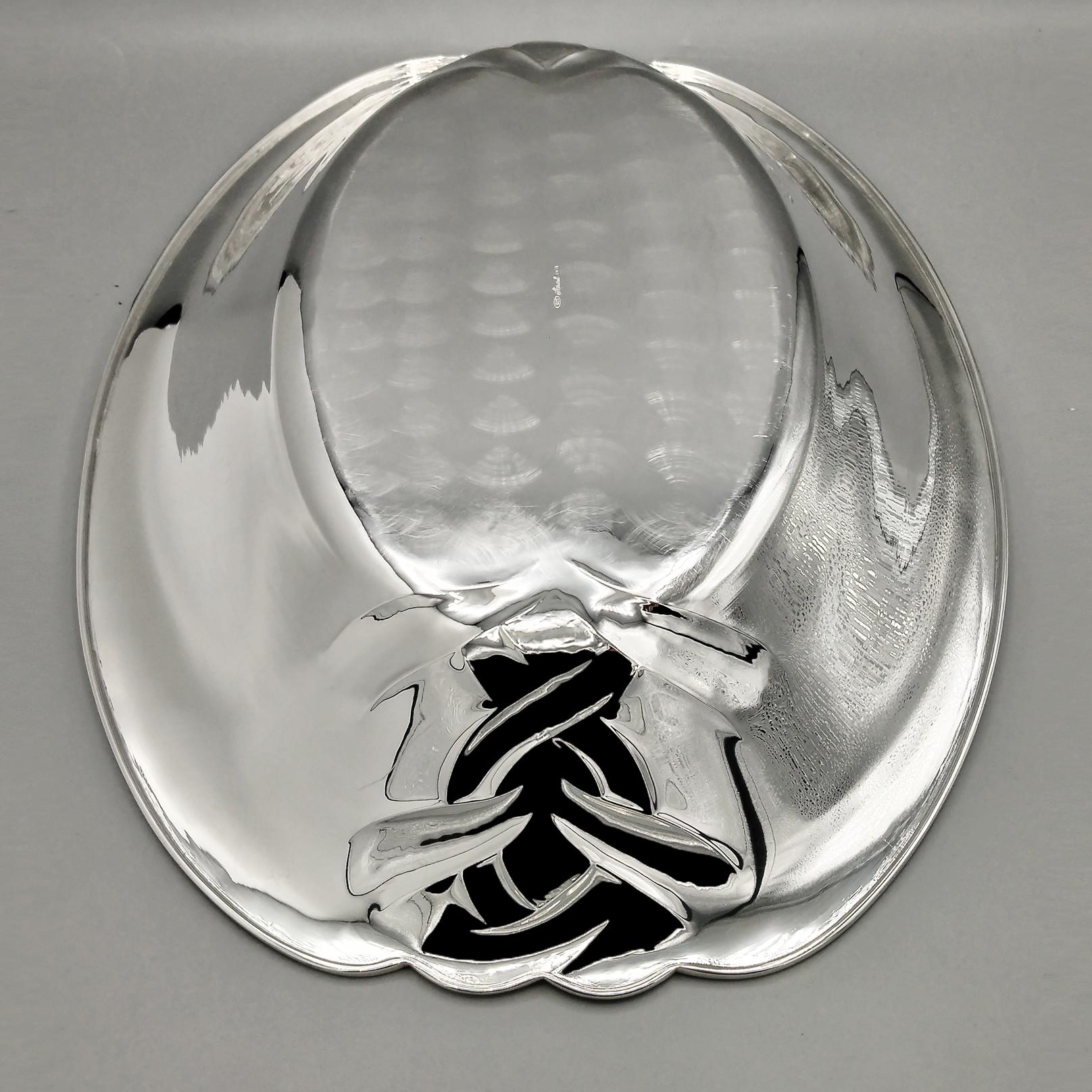 Italian Sterling Silver oval centerpiece For Sale 5