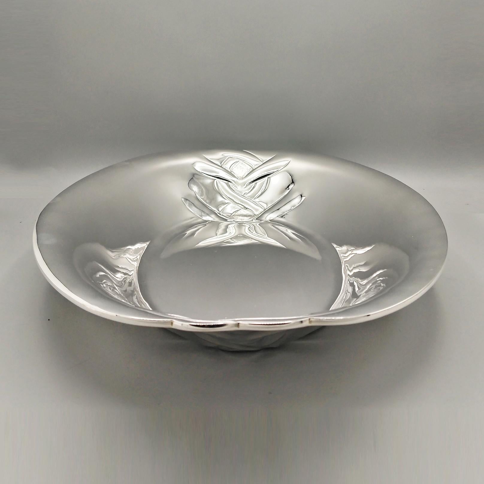 Italian Sterling Silver oval centerpiece In Excellent Condition For Sale In VALENZA, IT