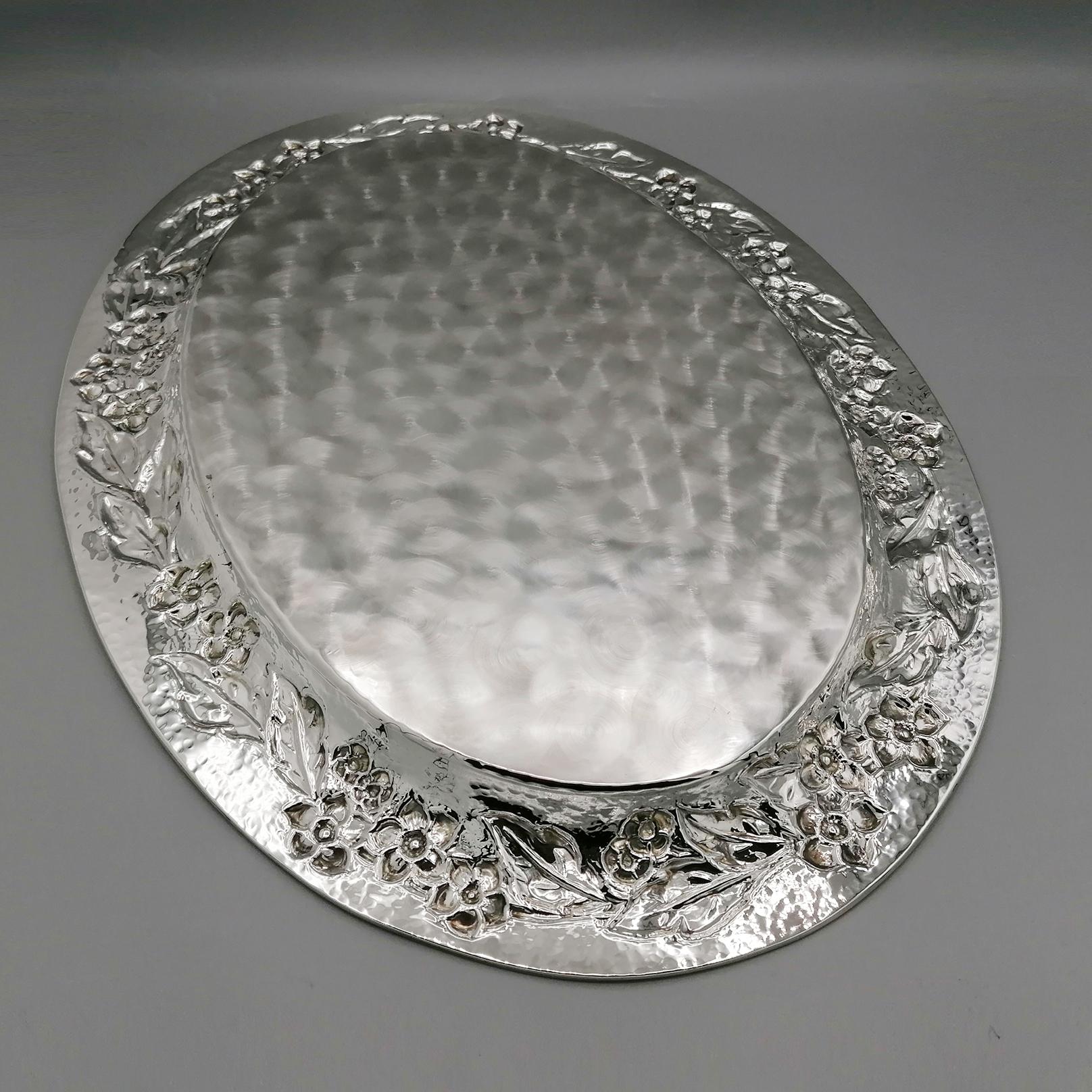 Italian Sterling Silver Oval tray  For Sale 6