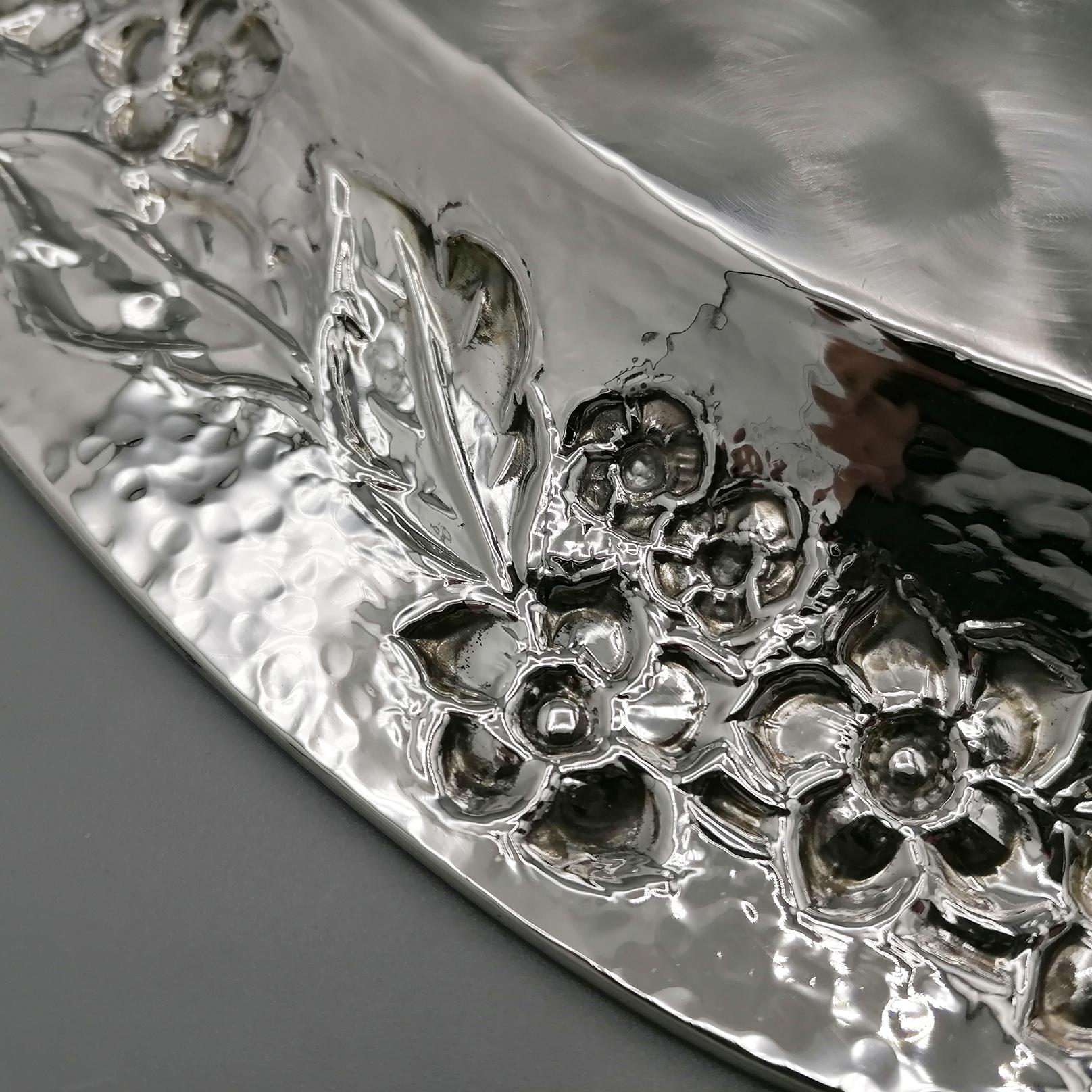 Italian Sterling Silver Oval tray  For Sale 7