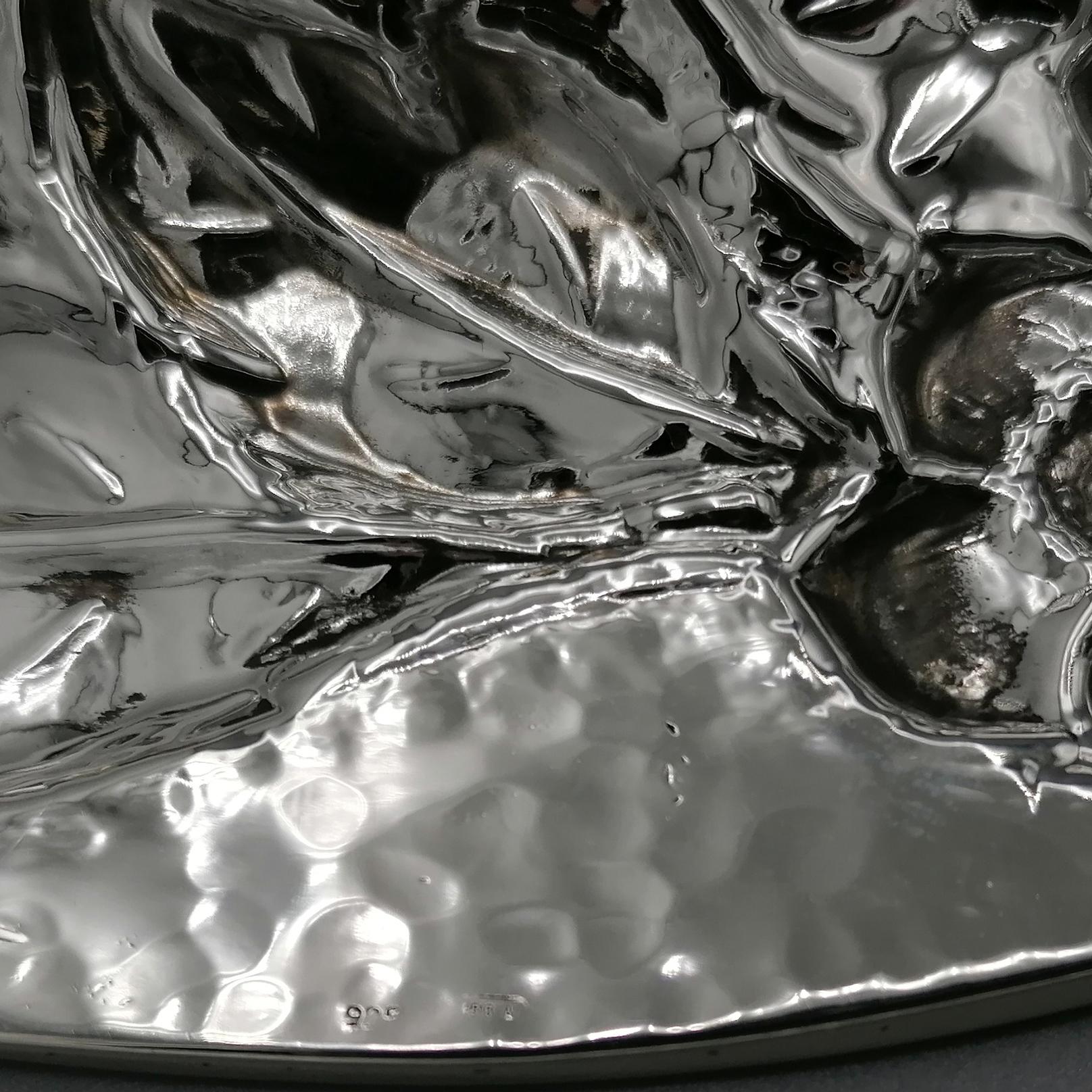 Italian Sterling Silver Oval tray  For Sale 8