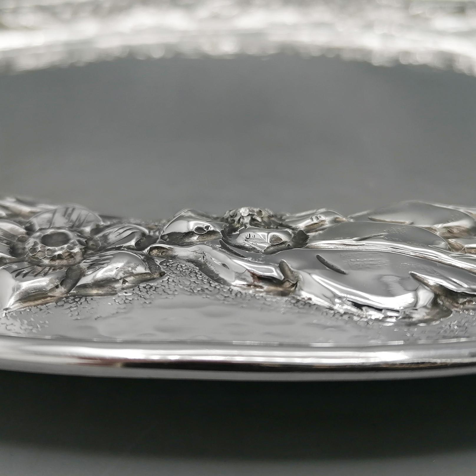 Italian Sterling Silver Oval tray  For Sale 2