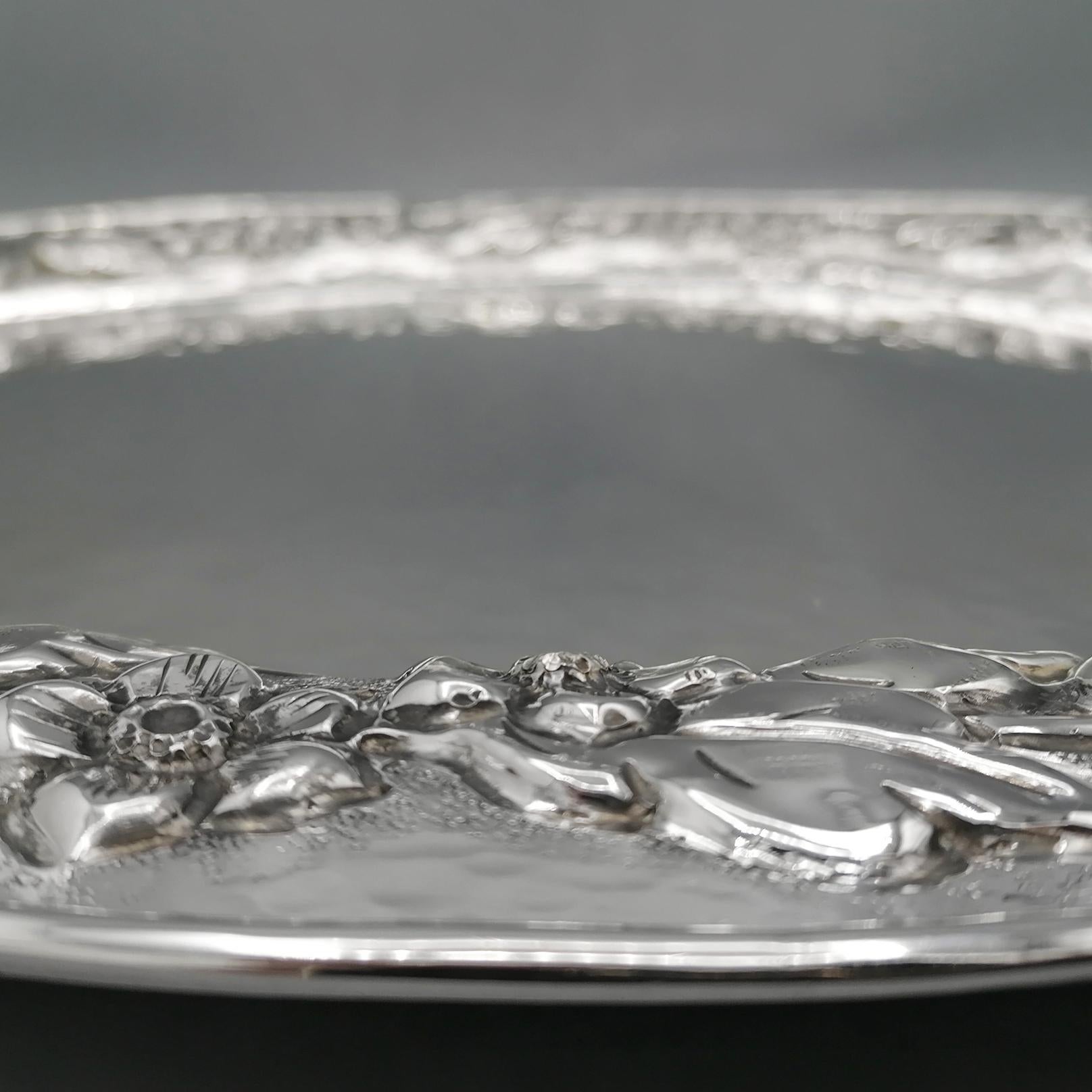Italian Sterling Silver Oval tray  For Sale 3