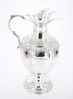 Italian Sterling Silver / Precious Stone One Handled Decorative Vase / Piece