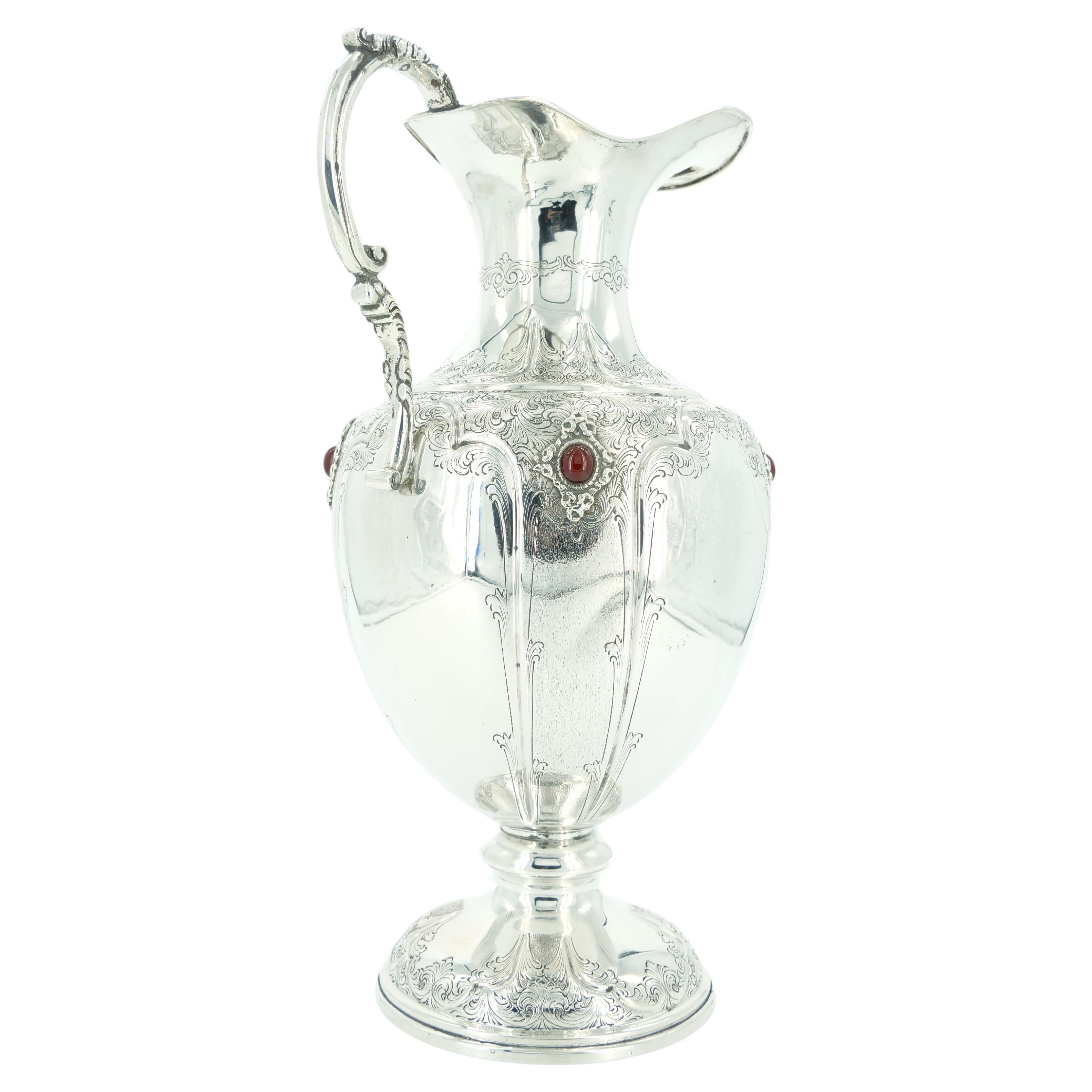 Italian Sterling Silver / Precious Stone One Handled Decorative Vase / Piece For Sale 13