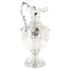 Vase décoratif italien en argent sterling/pierre précieuse avec une poignée