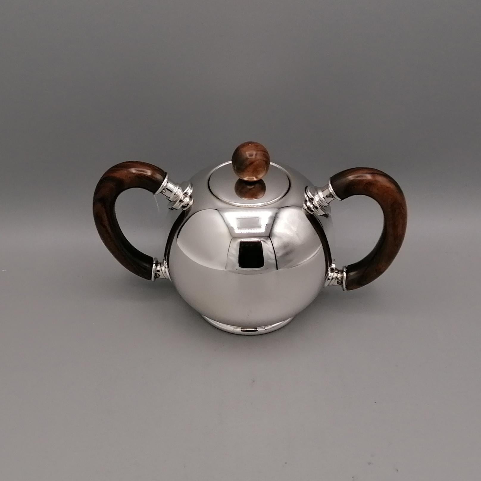 Italian Sterling Silver teaset minimalist and moder style For Sale 4