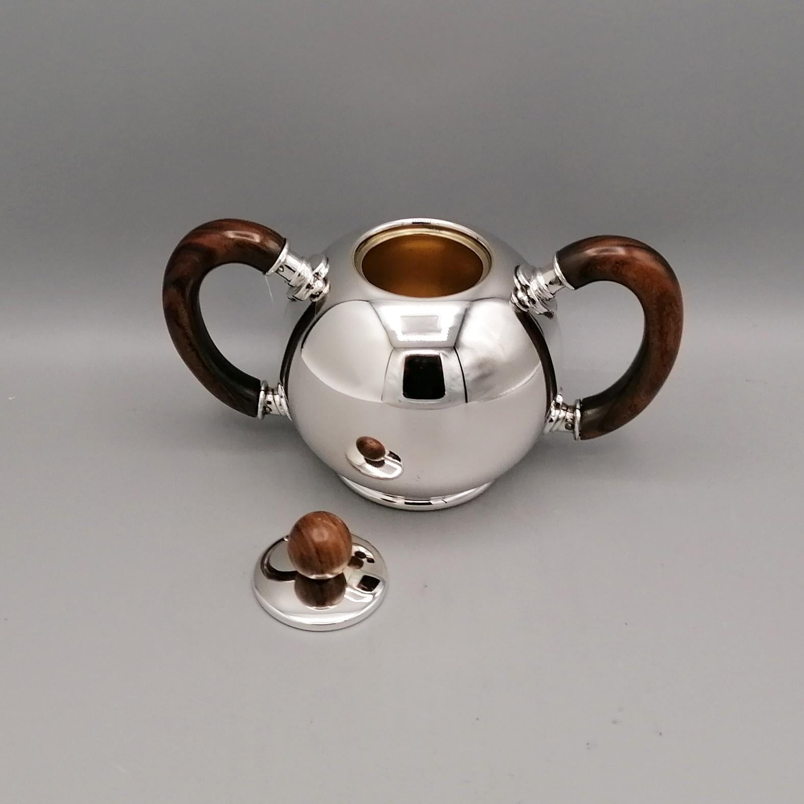 Set de thé en argent sterling italien style minimaliste et moderne en vente 3