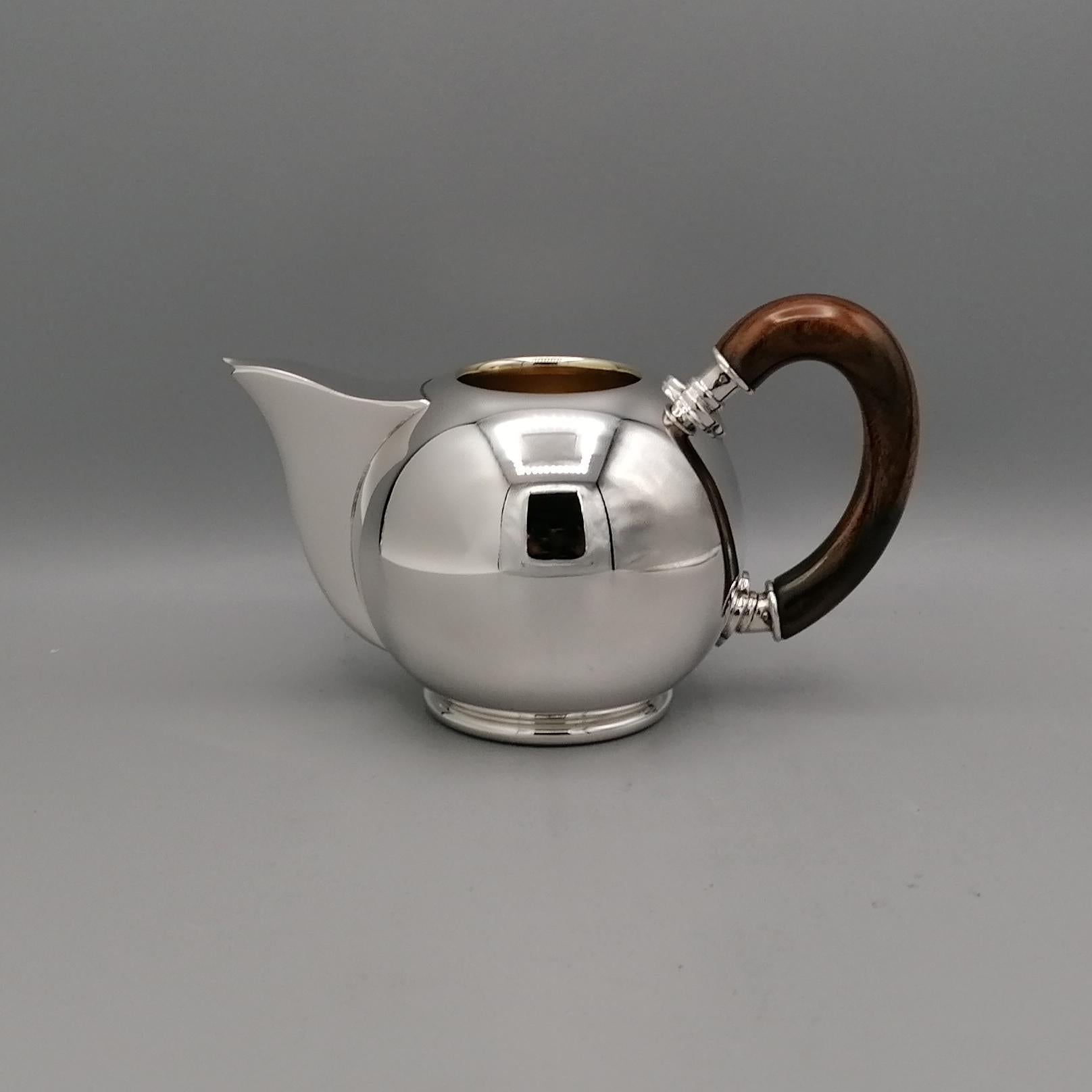Italian Sterling Silver teaset minimalist and moder style For Sale 6